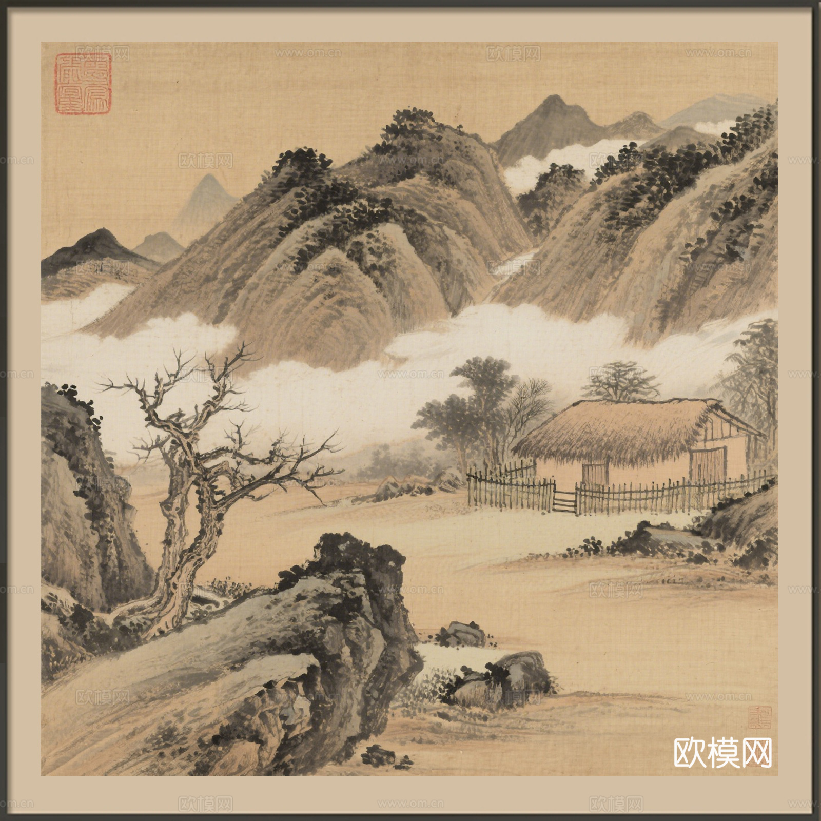 新中式壁画 挂画 古画 字画 山水画 国画 水墨画
