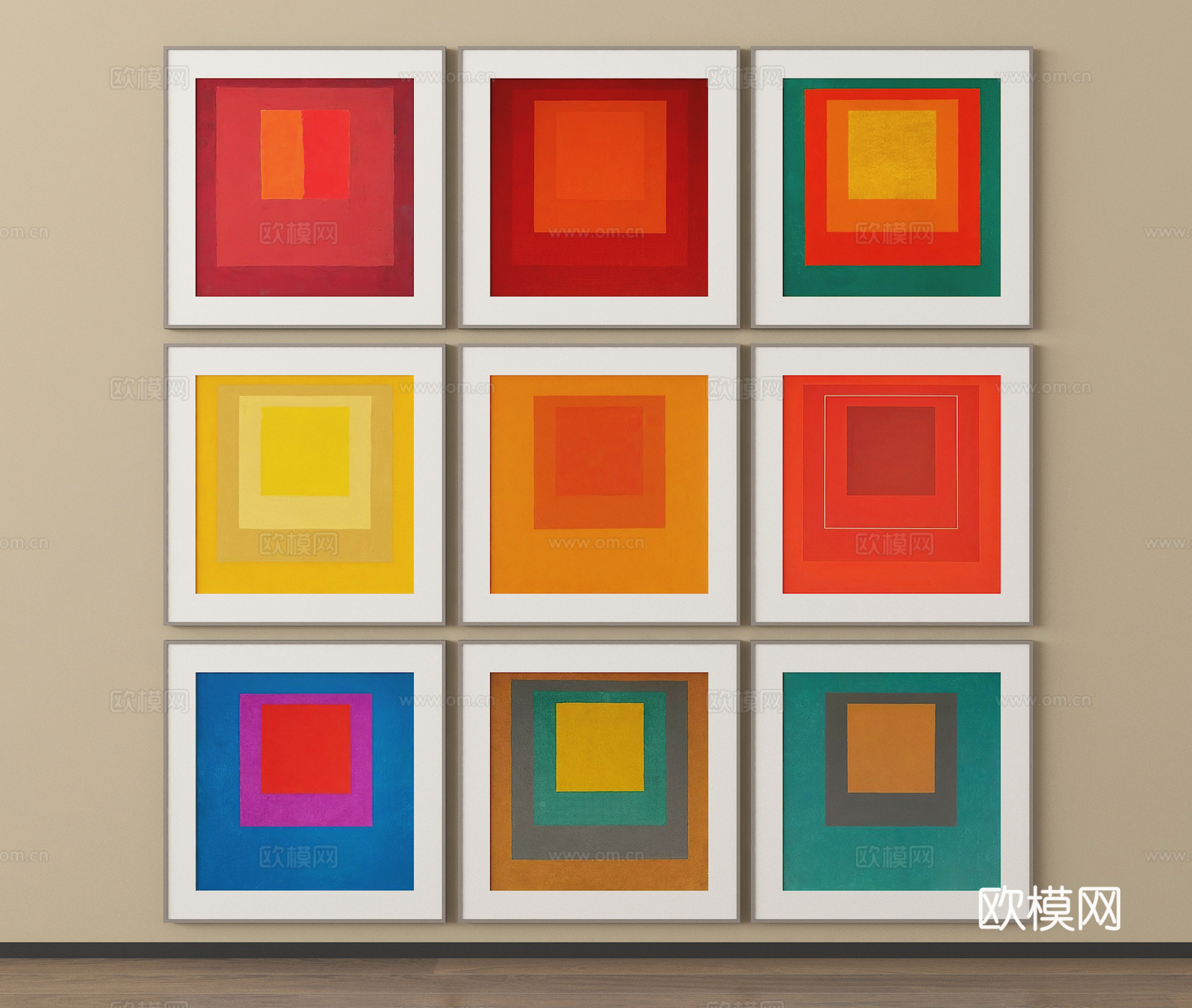 现代挂画组合 装饰画3d模型