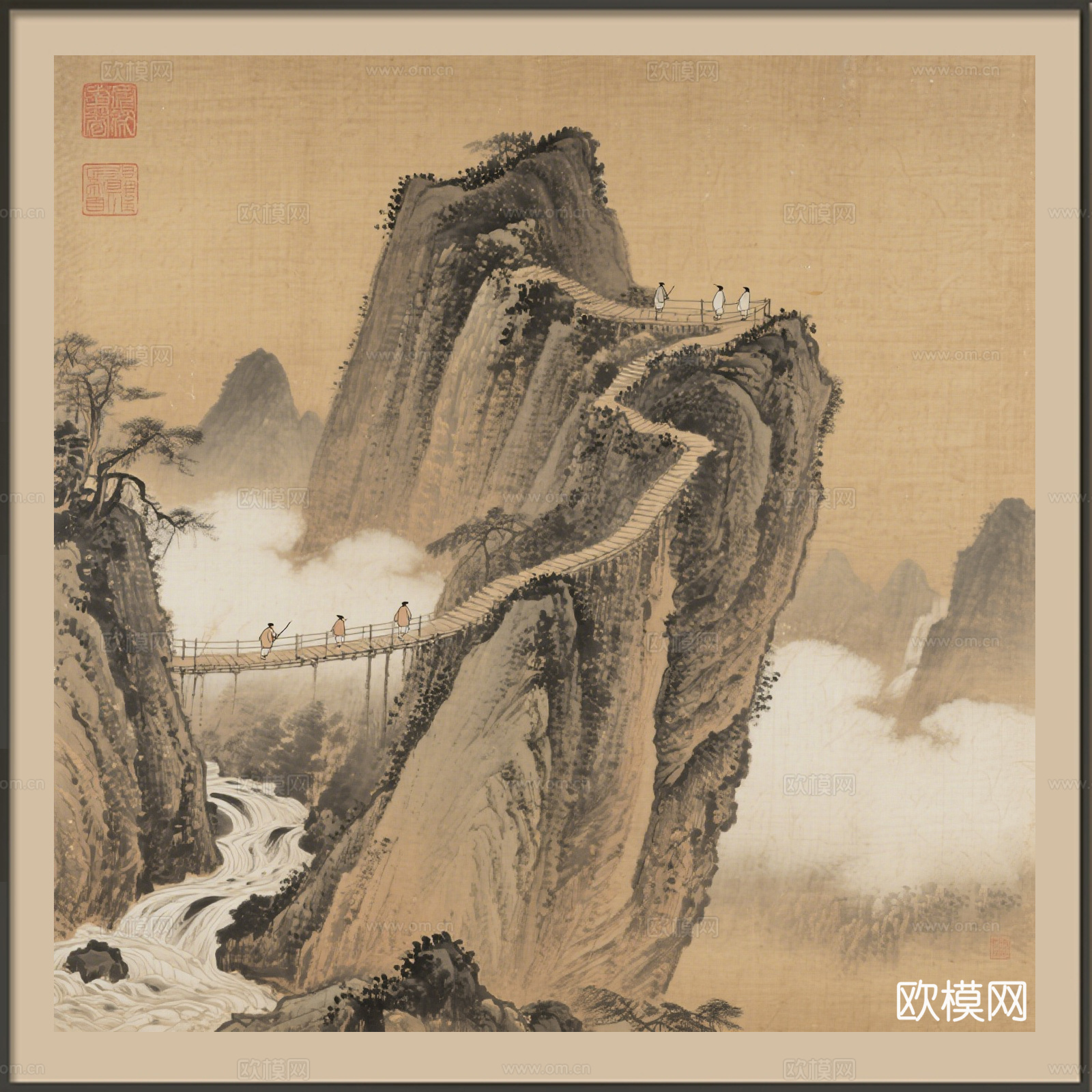 新中式壁画 挂画 古画 字画 山水画 国画 水墨画