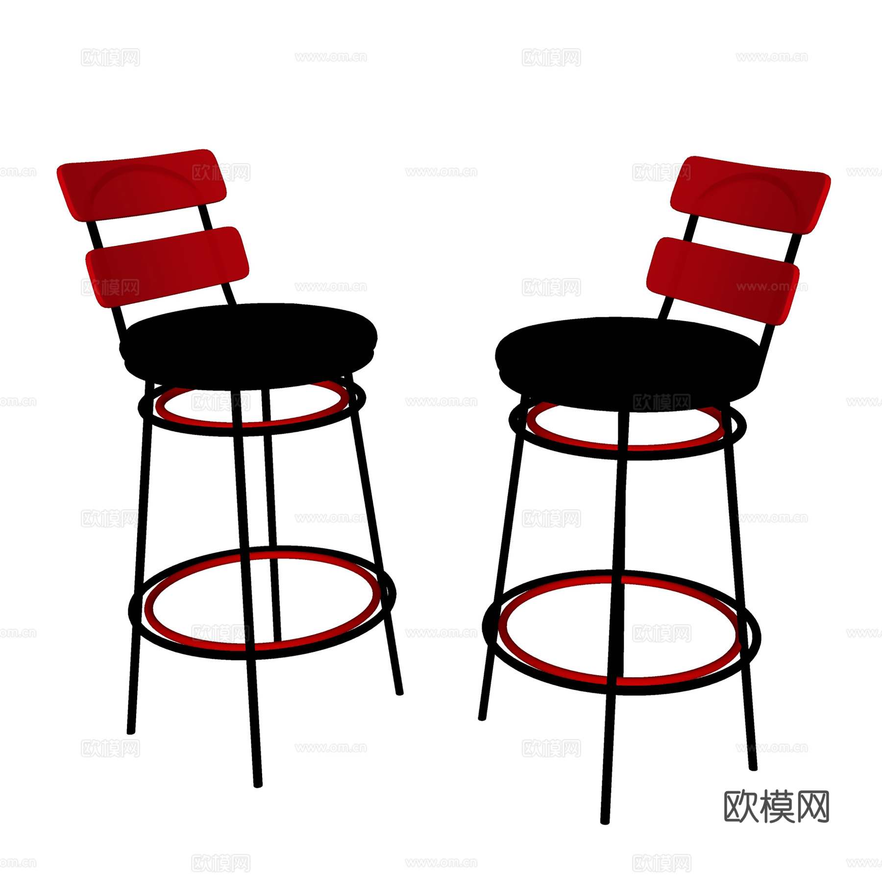 现代吧椅  简易吧椅 酒吧餐厅吧台椅su模型