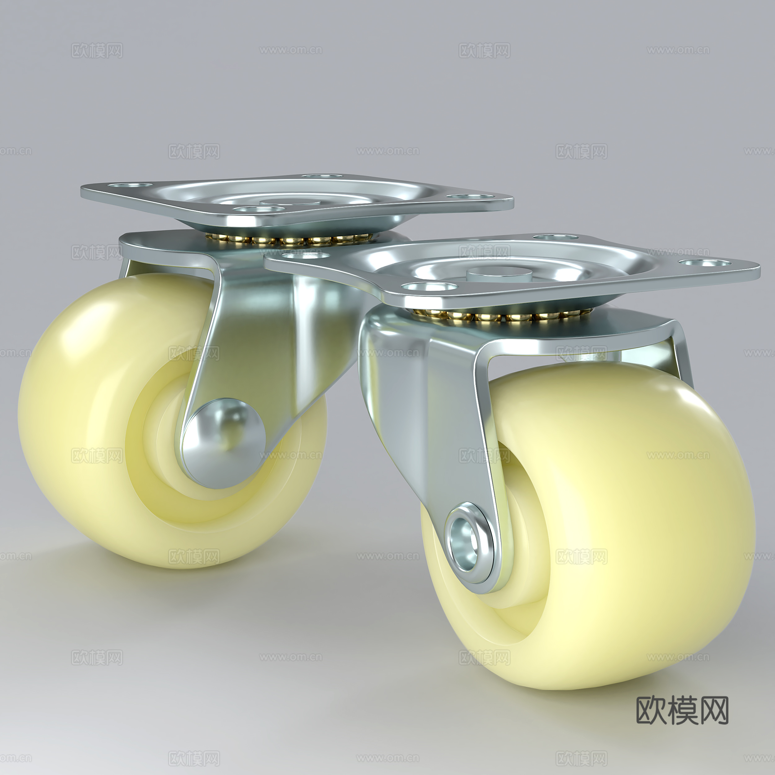 现代轮子 精钢轮 万向轮3d模型