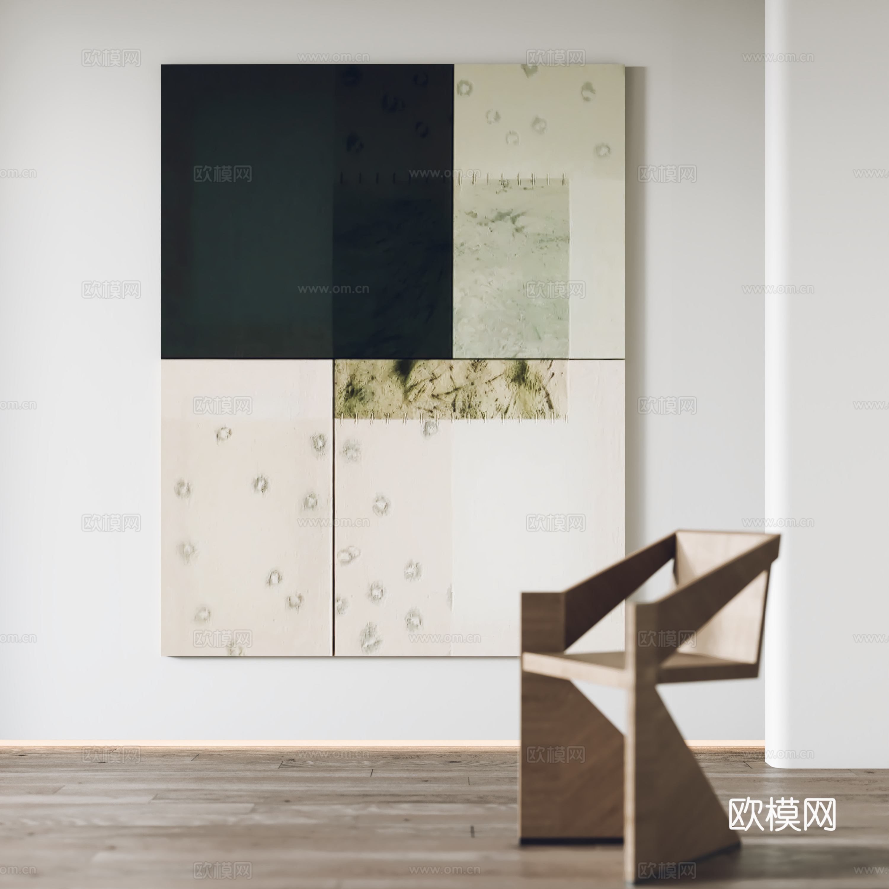 现代挂画 装饰画 单椅3d模型