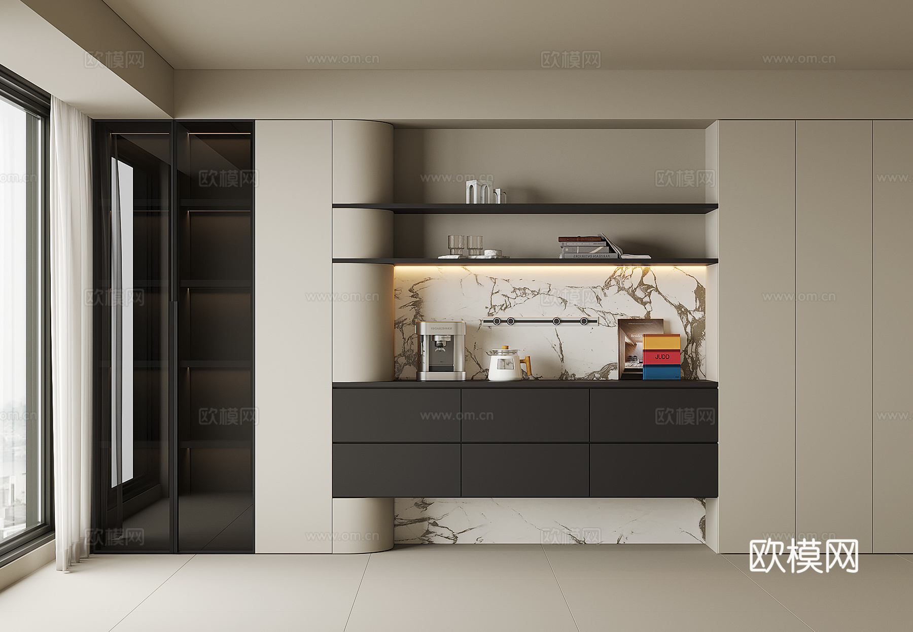 现代酒柜餐边柜3d模型