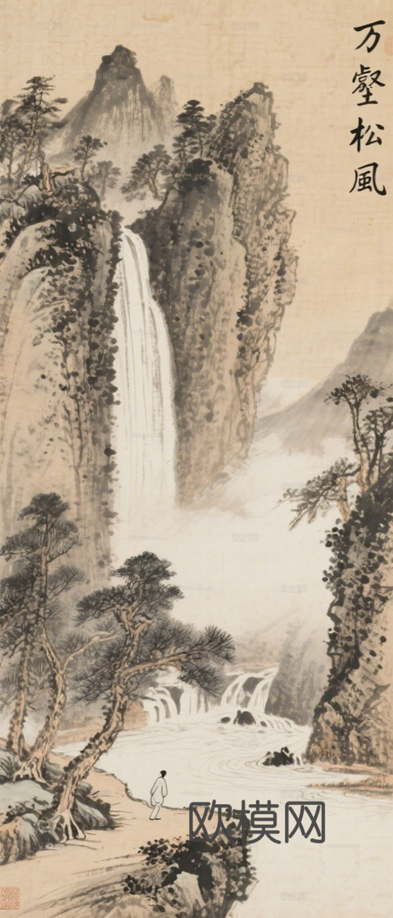新中式壁画 挂画 古画 字画 山水画 国画 水墨画
