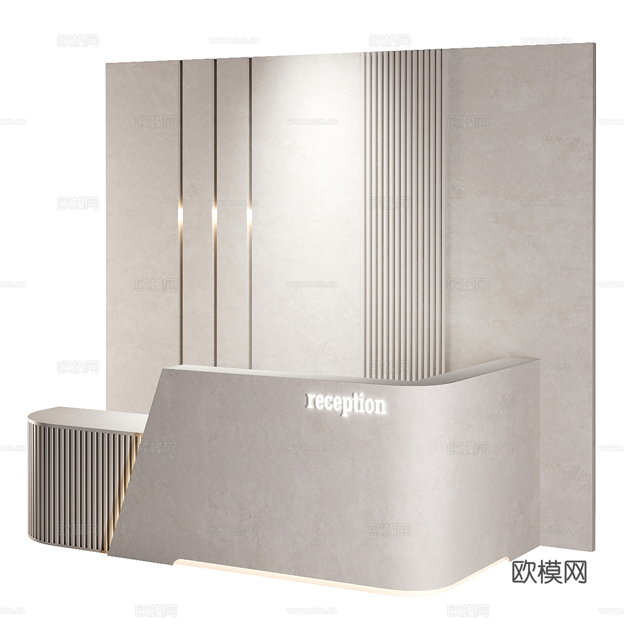 现代接待台 前台su模型