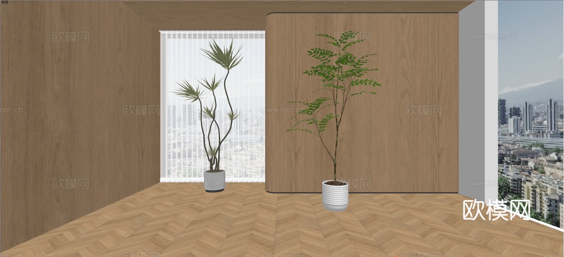 现代植物盆栽su模型