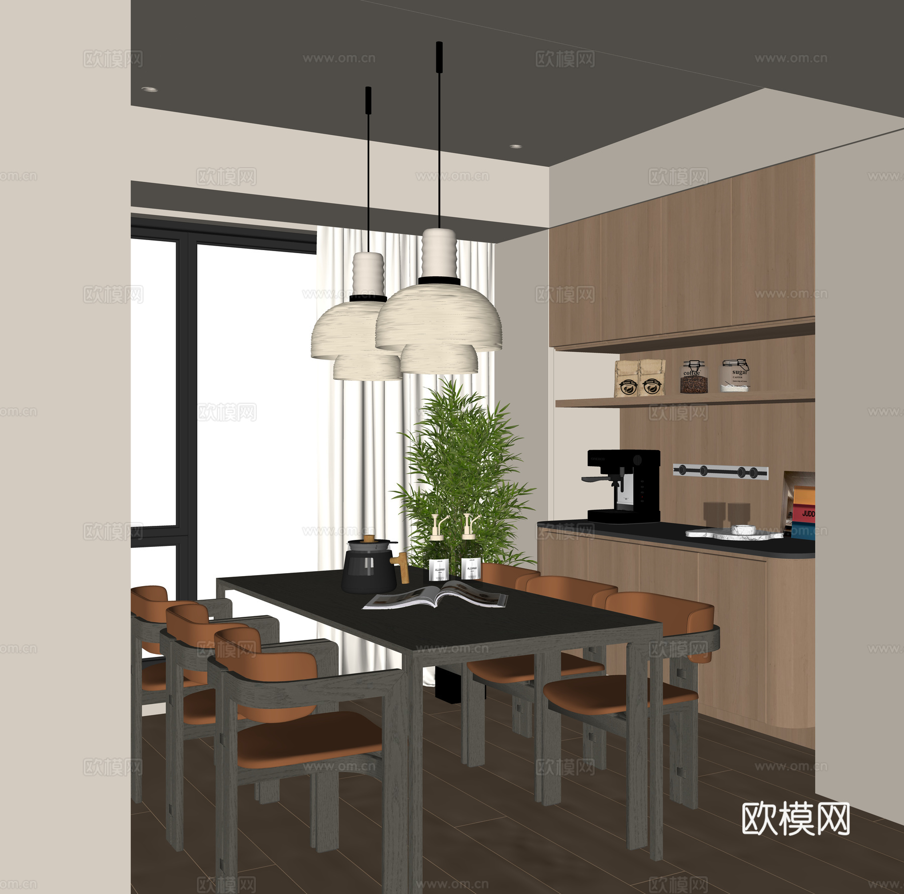 现代家居餐厅su模型