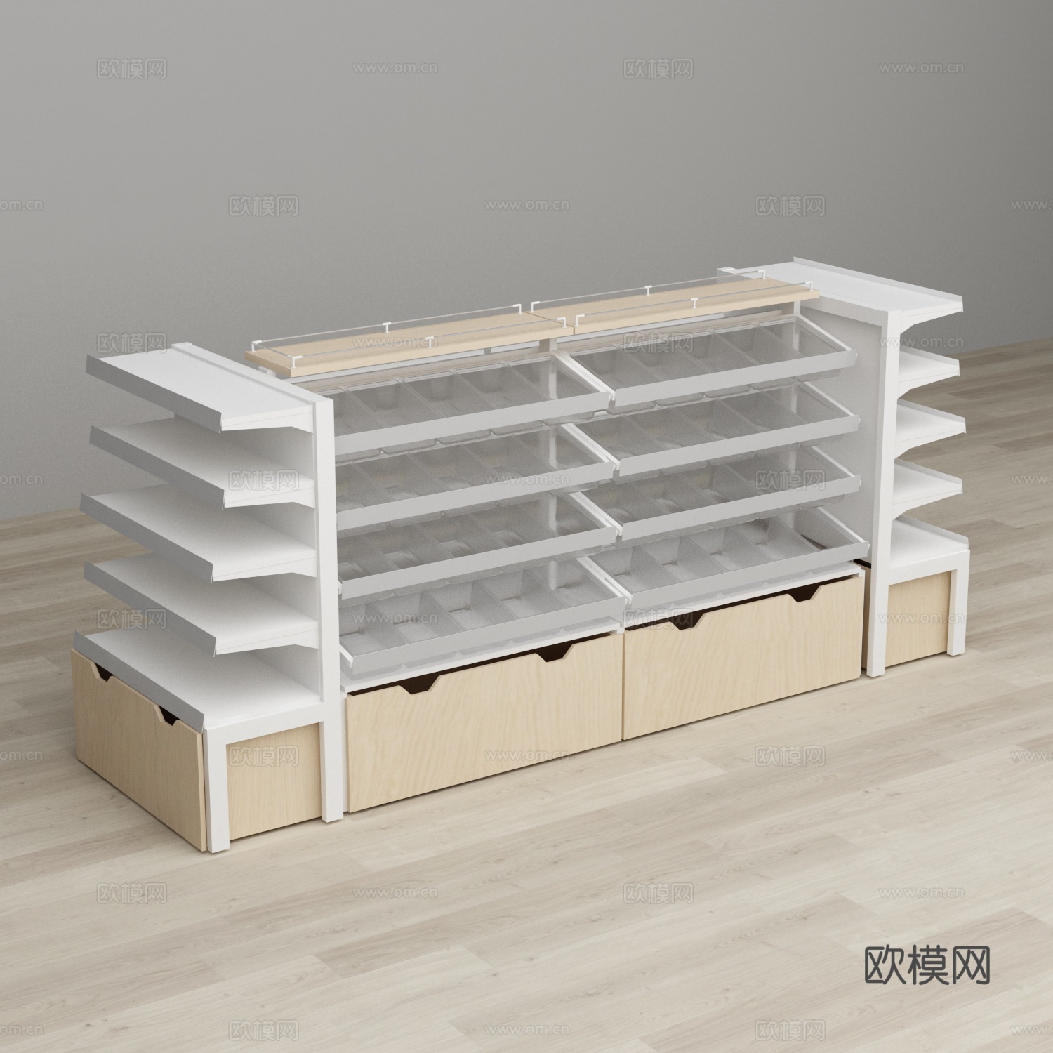 白色零食店货架3d模型