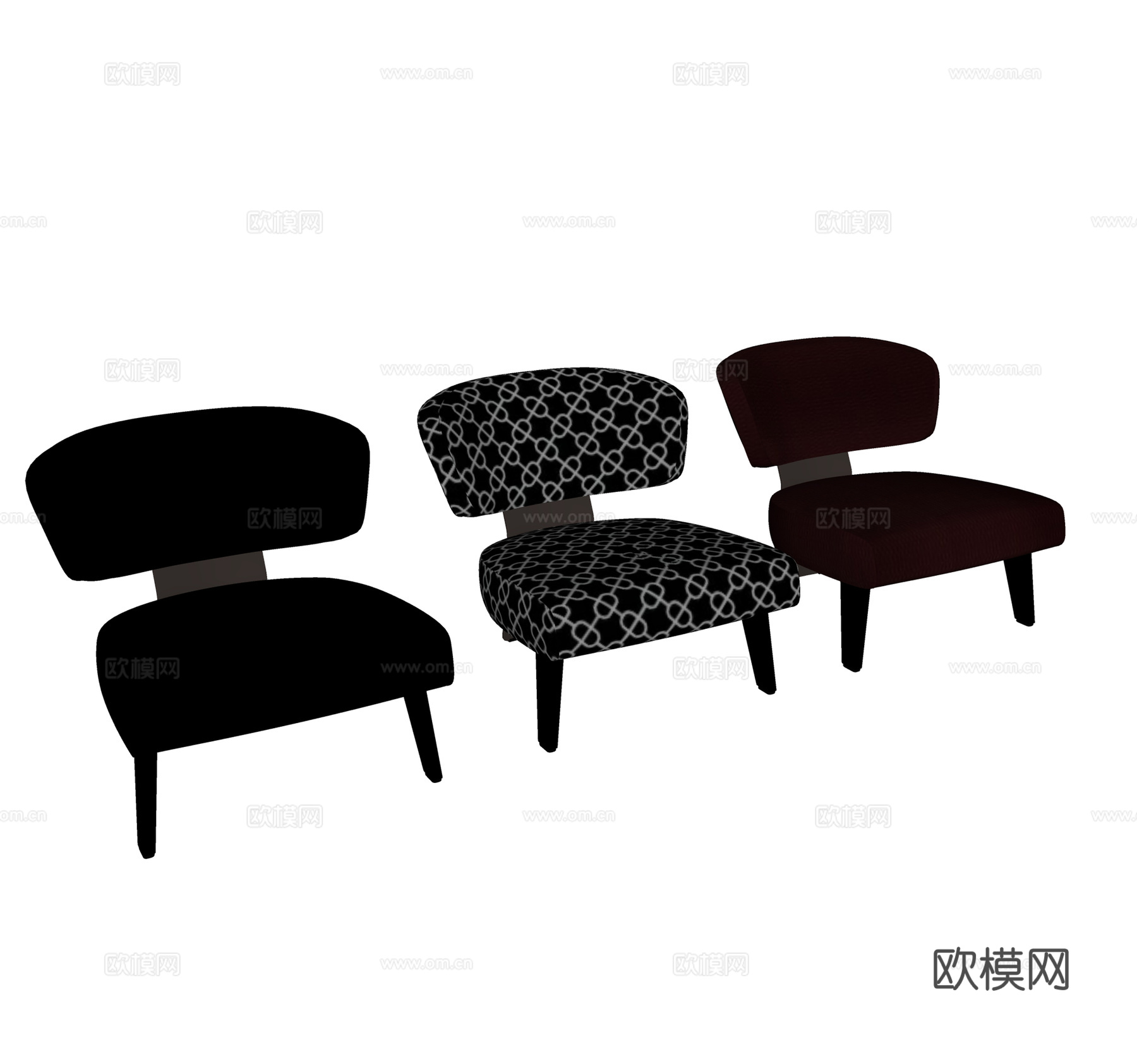 北欧休闲椅  布艺单椅  书椅椅子su模型
