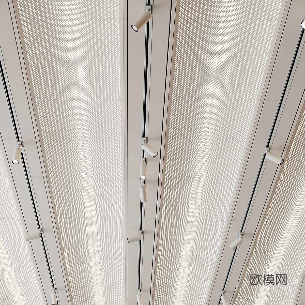 金属天花板设计带照明3d模型