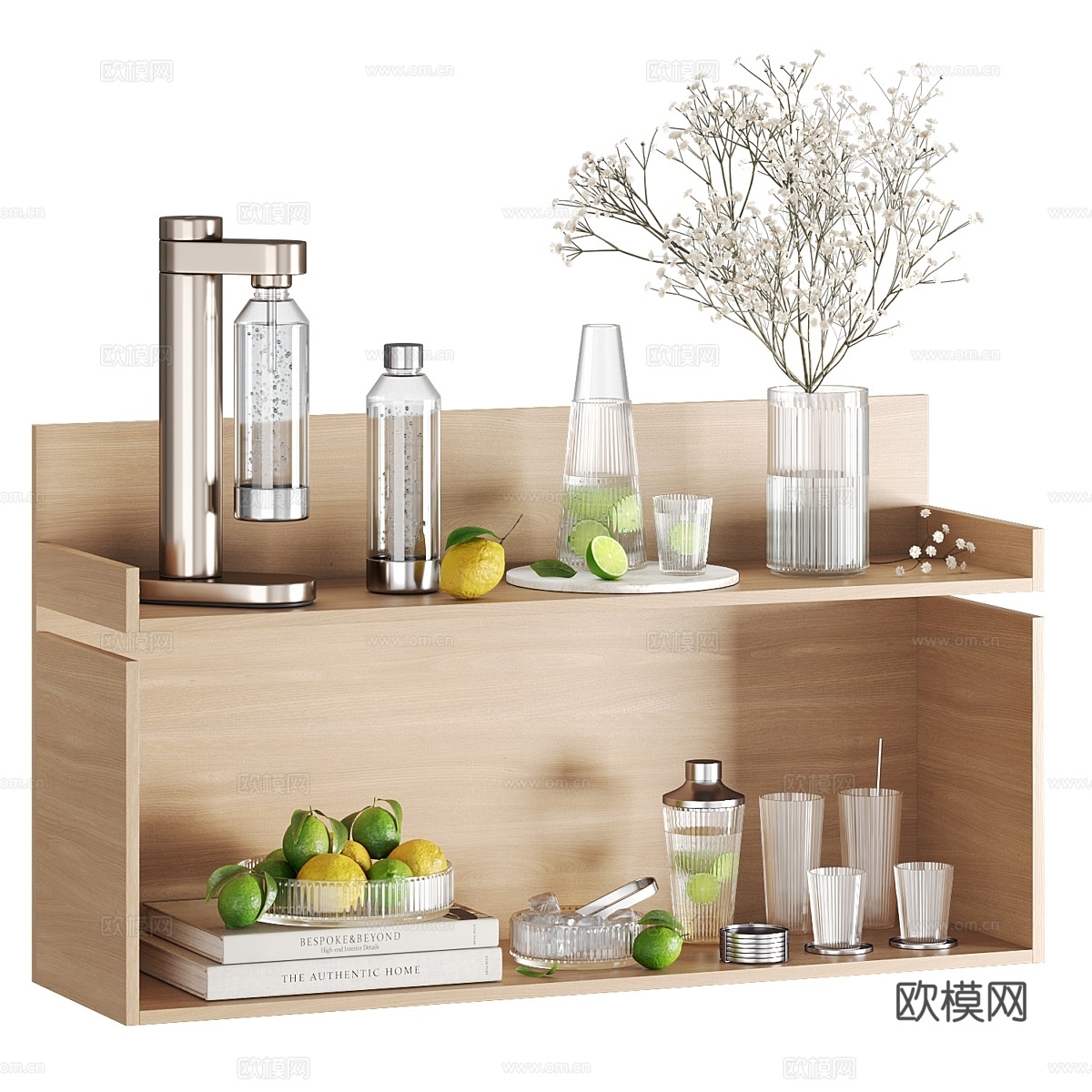 带柑橘的厨房架3d模型