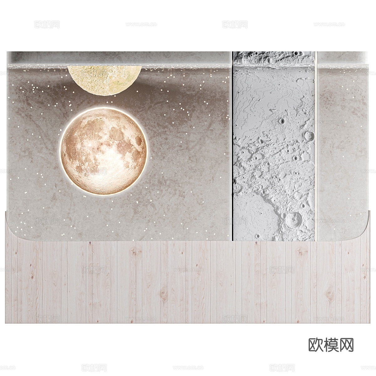 月光床头板3d模型
