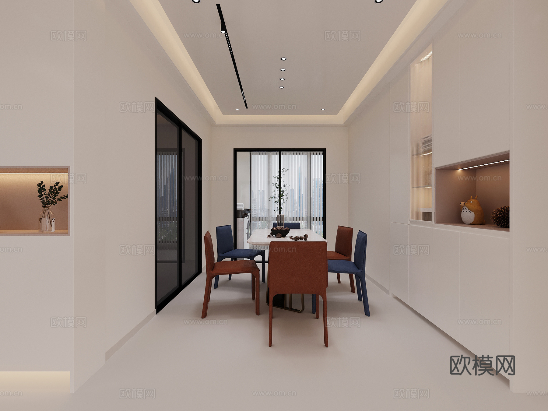 奶油风客餐厅3d模型