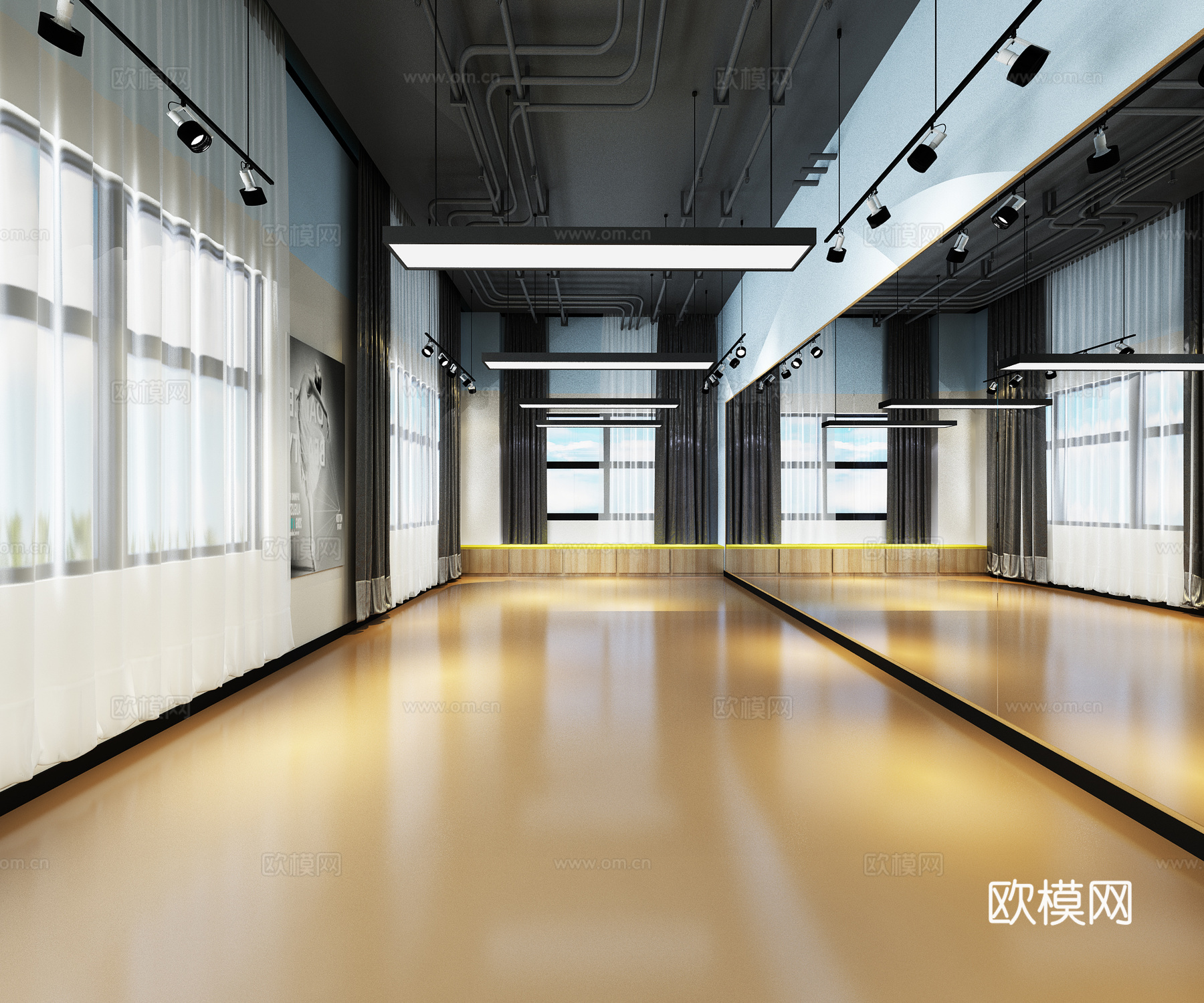 工业风 舞蹈室3d模型