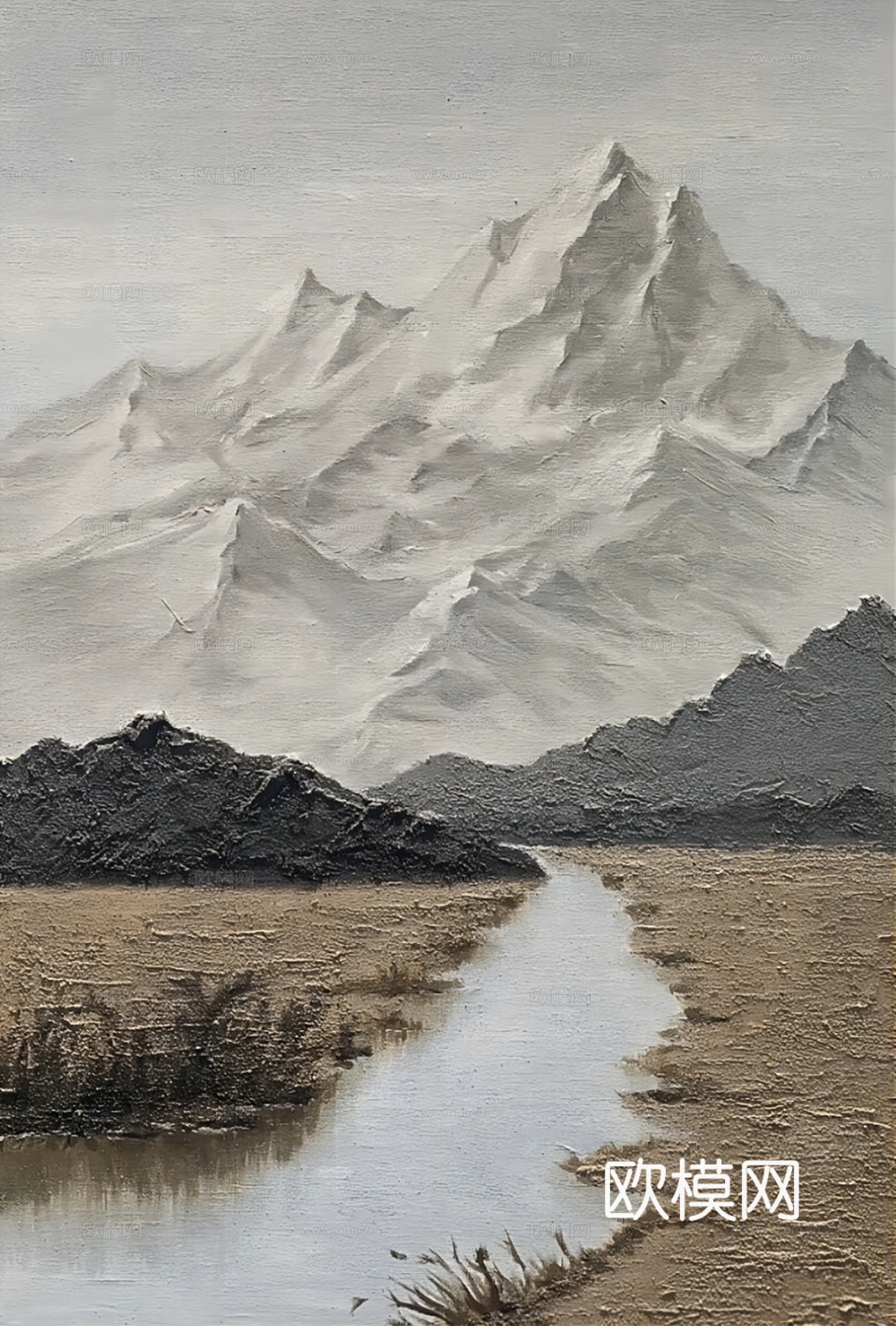 侘寂风装饰画手绘装饰画贴图