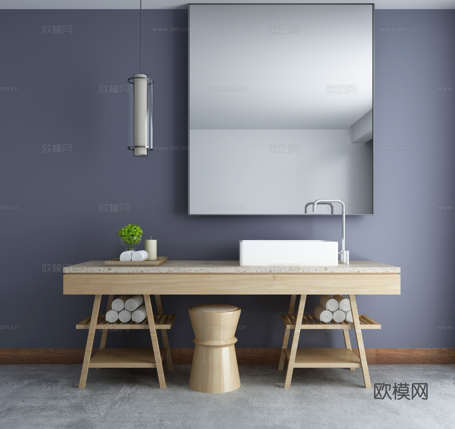 新中式浴室柜组合3d模型