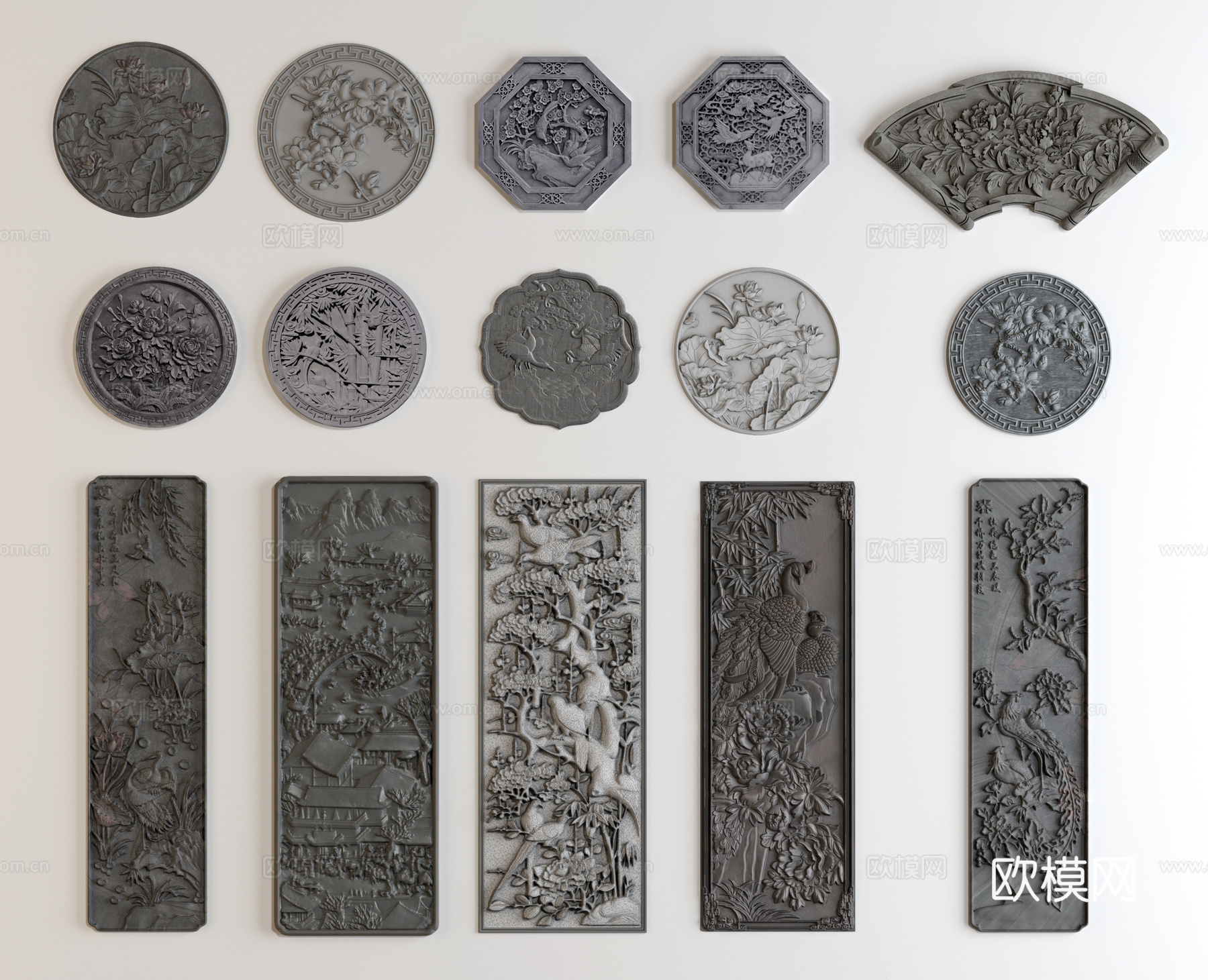 中式仿古窗 漏花窗 花格 雕花图 雕刻砖3d模型
