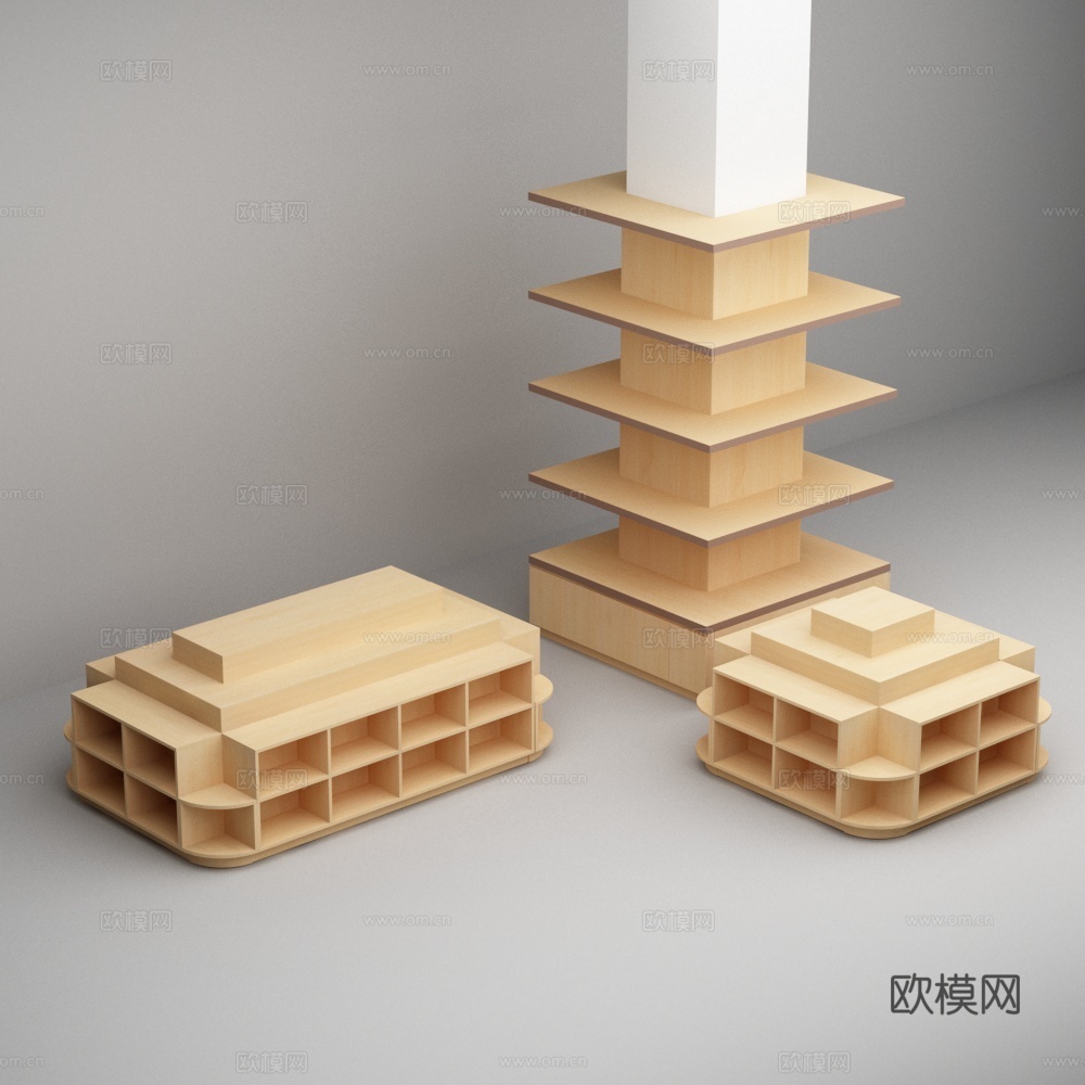 超市包住多层流水台展示台3d模型
