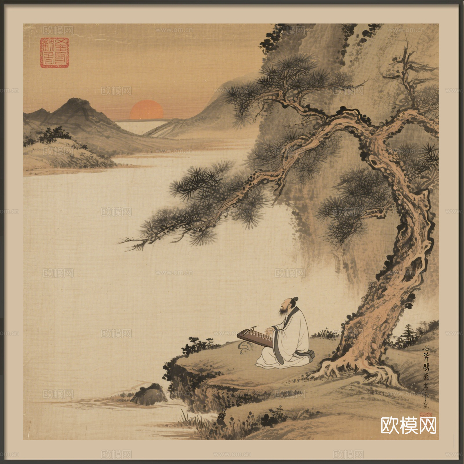 新中式壁画 挂画 古画 字画 山水画 国画 水墨画