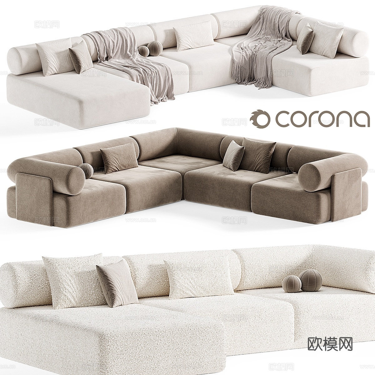 CIPRIANI U 形沙发 现代风格 由 Lusso Li3d模型