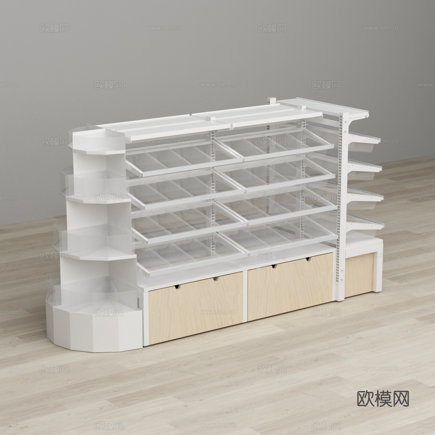散称零食店白色半圆货架3d模型