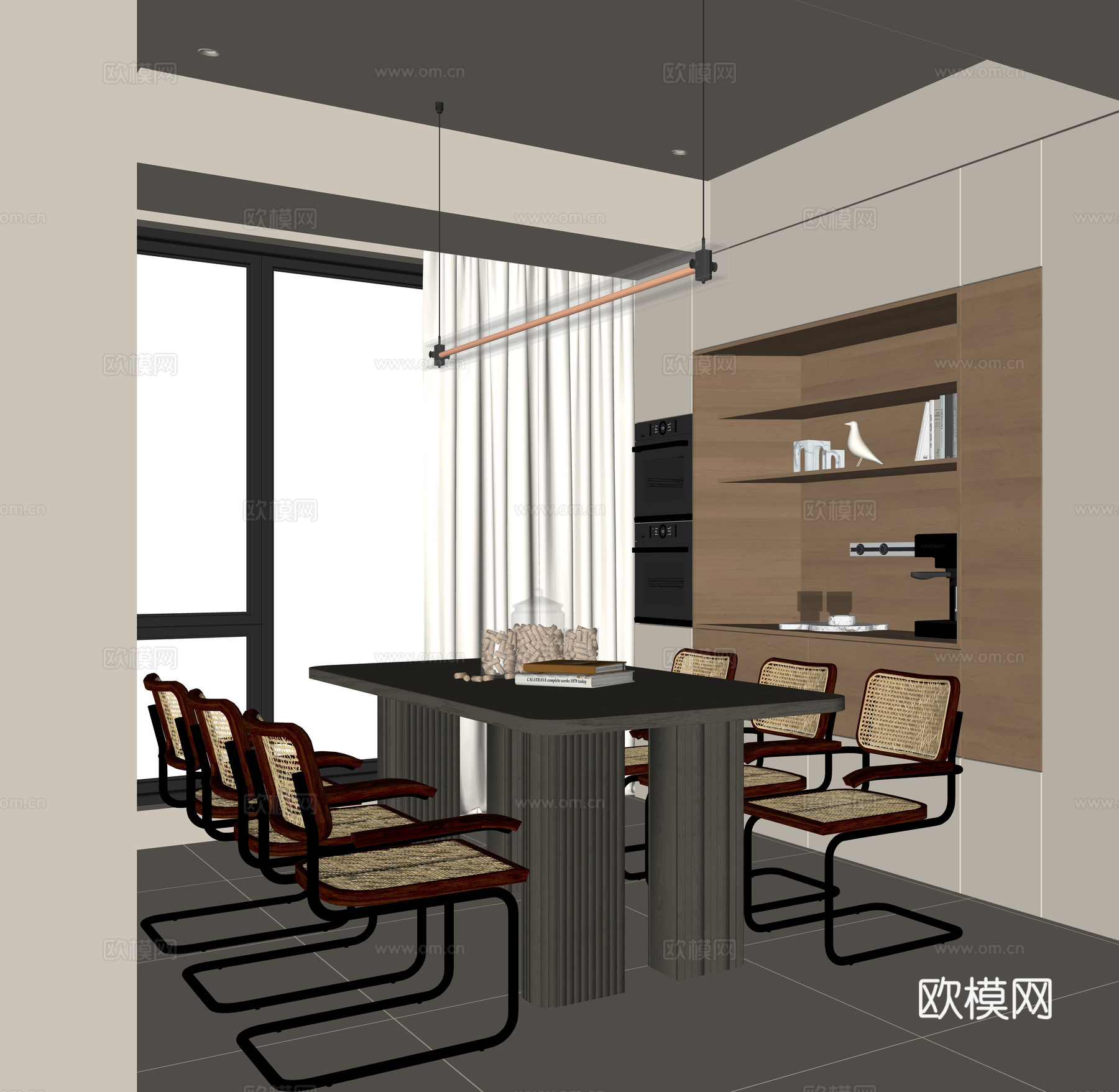 现代家居餐厅su模型