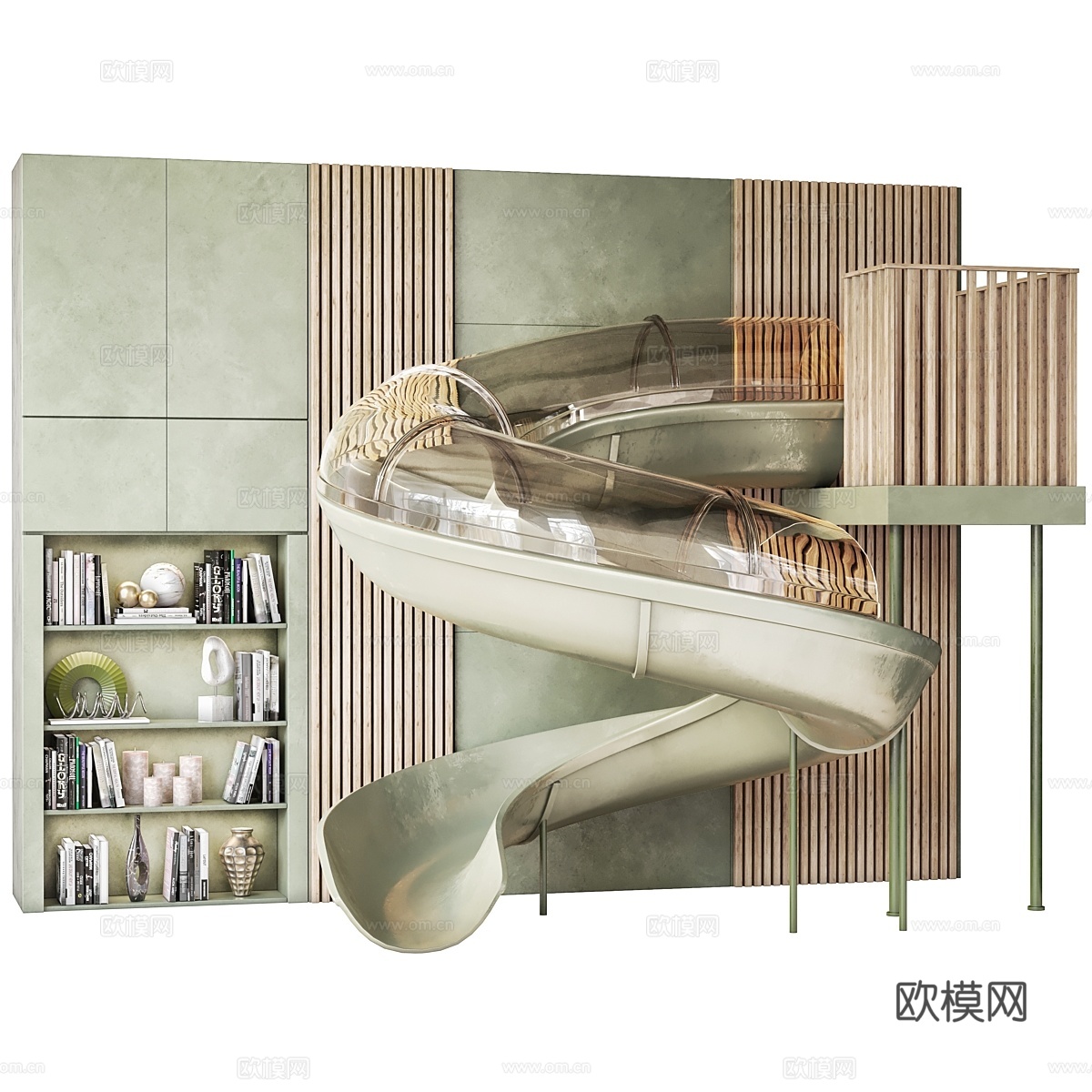 儿童墙滑梯和装饰3d模型