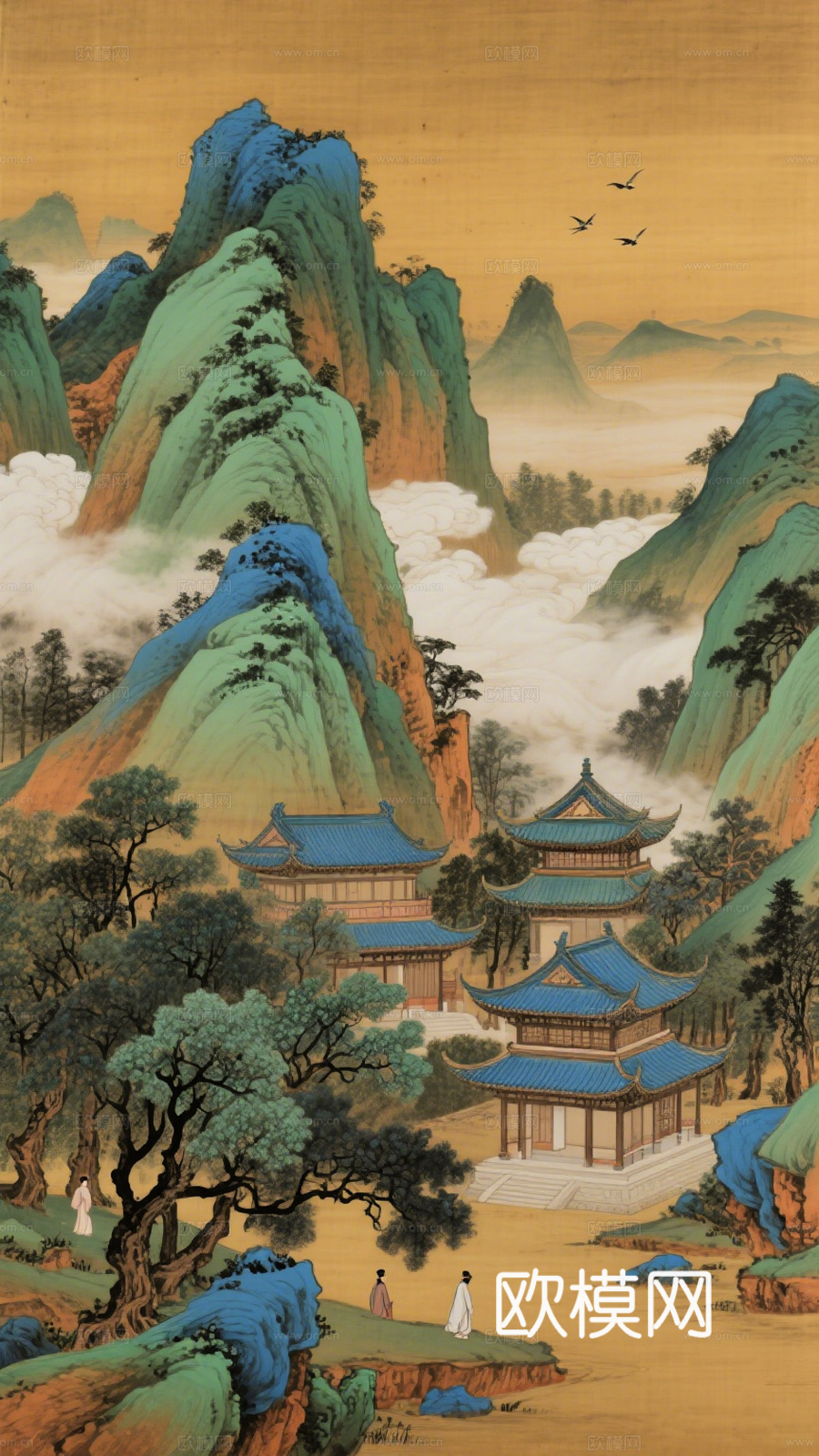 新中式壁画 挂画 古画 字画 山水画 国画 水墨画