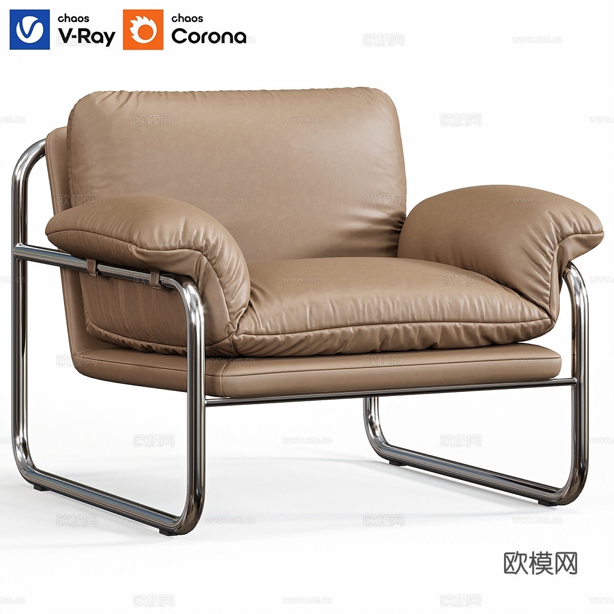 Desmond 皮革扶手椅 by Westelm3d模型