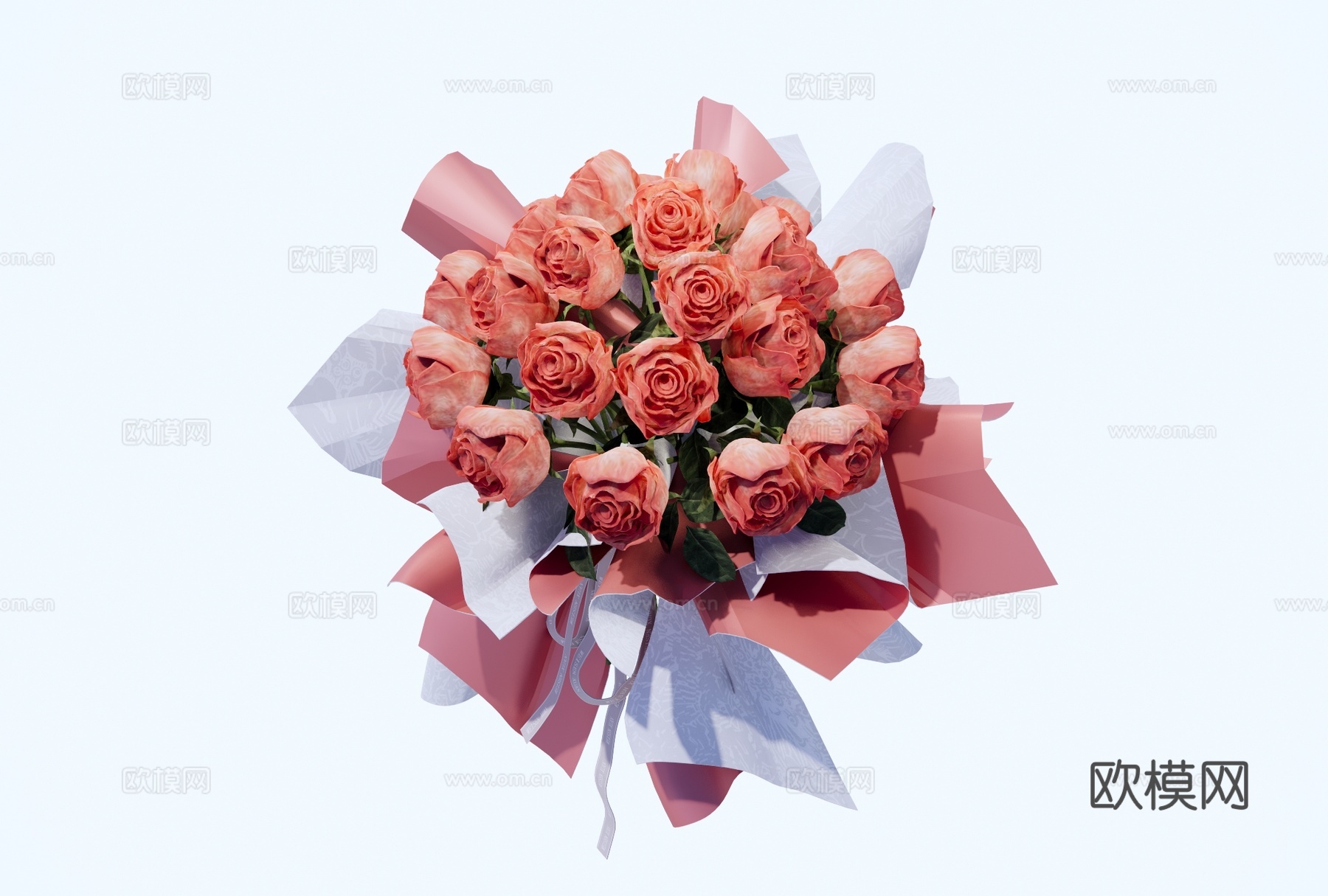 现代玫瑰花束 节日花束 花艺组合 鲜花摆件 玫瑰手捧花su模型
