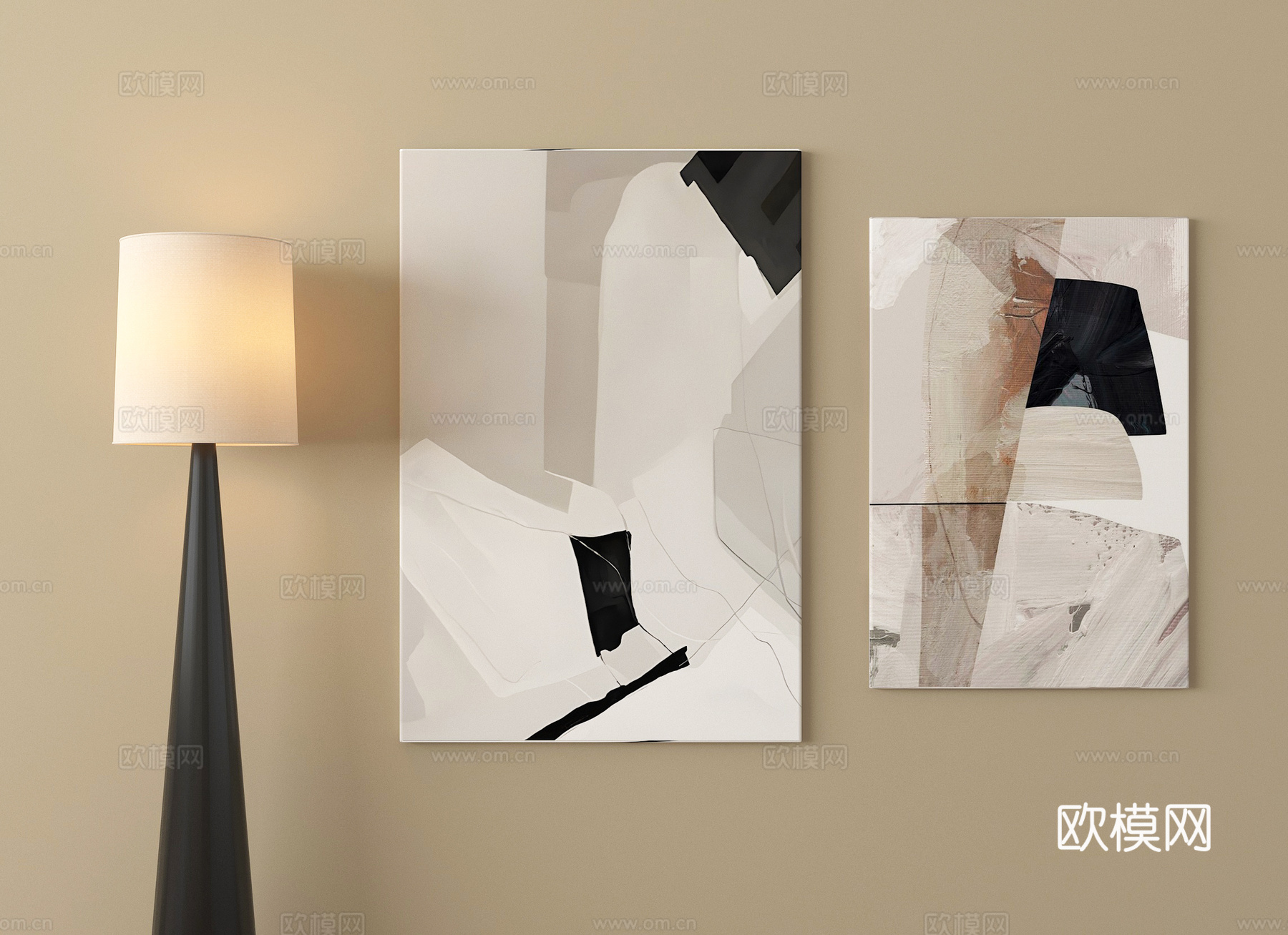 意式挂画 装饰画 抽象画su模型