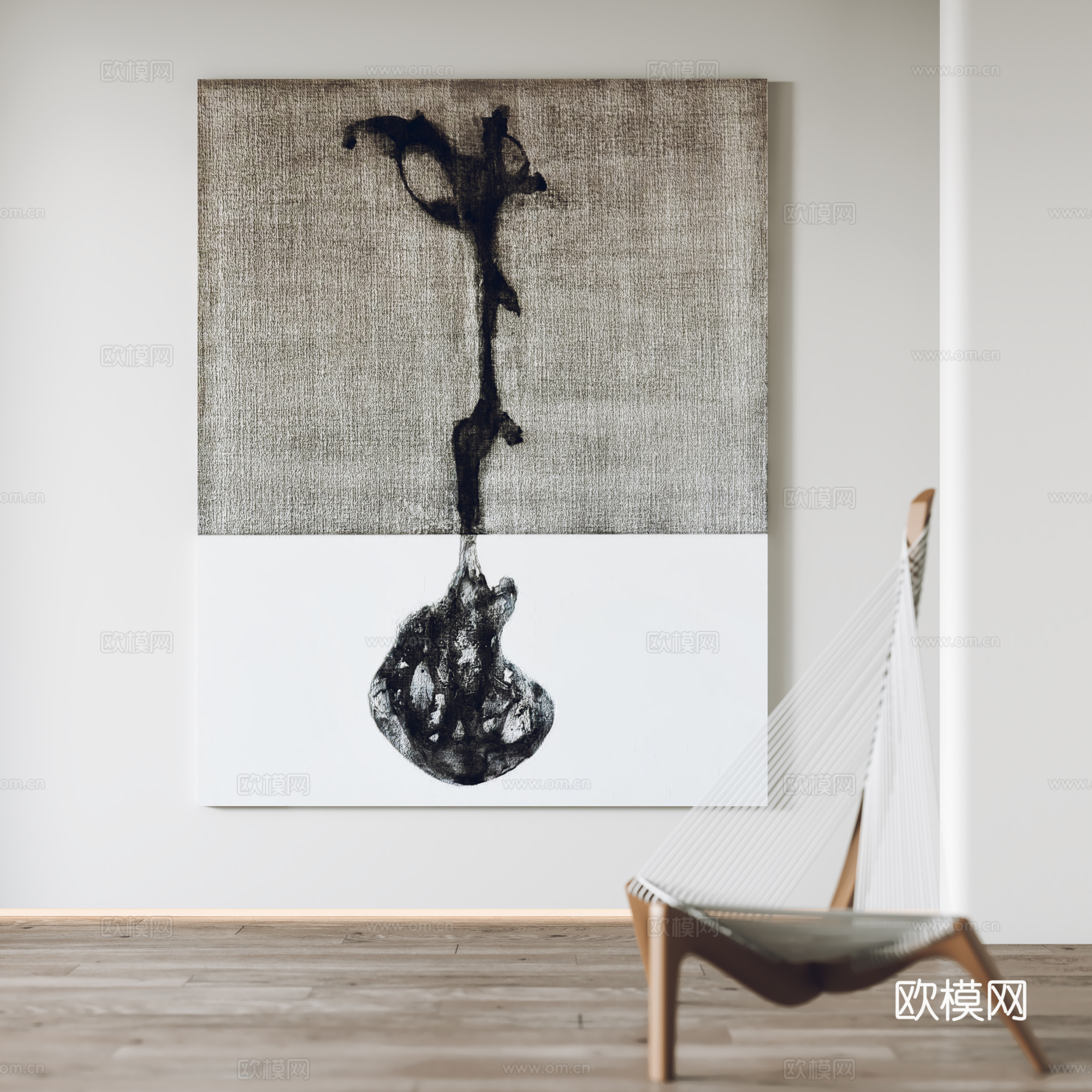现代挂画 装饰画 休闲椅3d模型