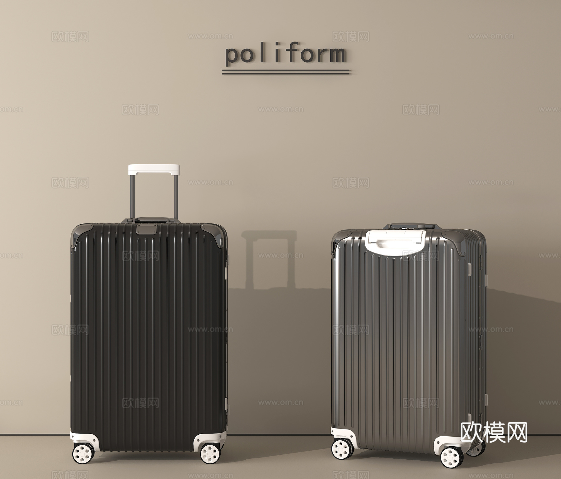 行李箱 旅行箱 拉杆箱su模型