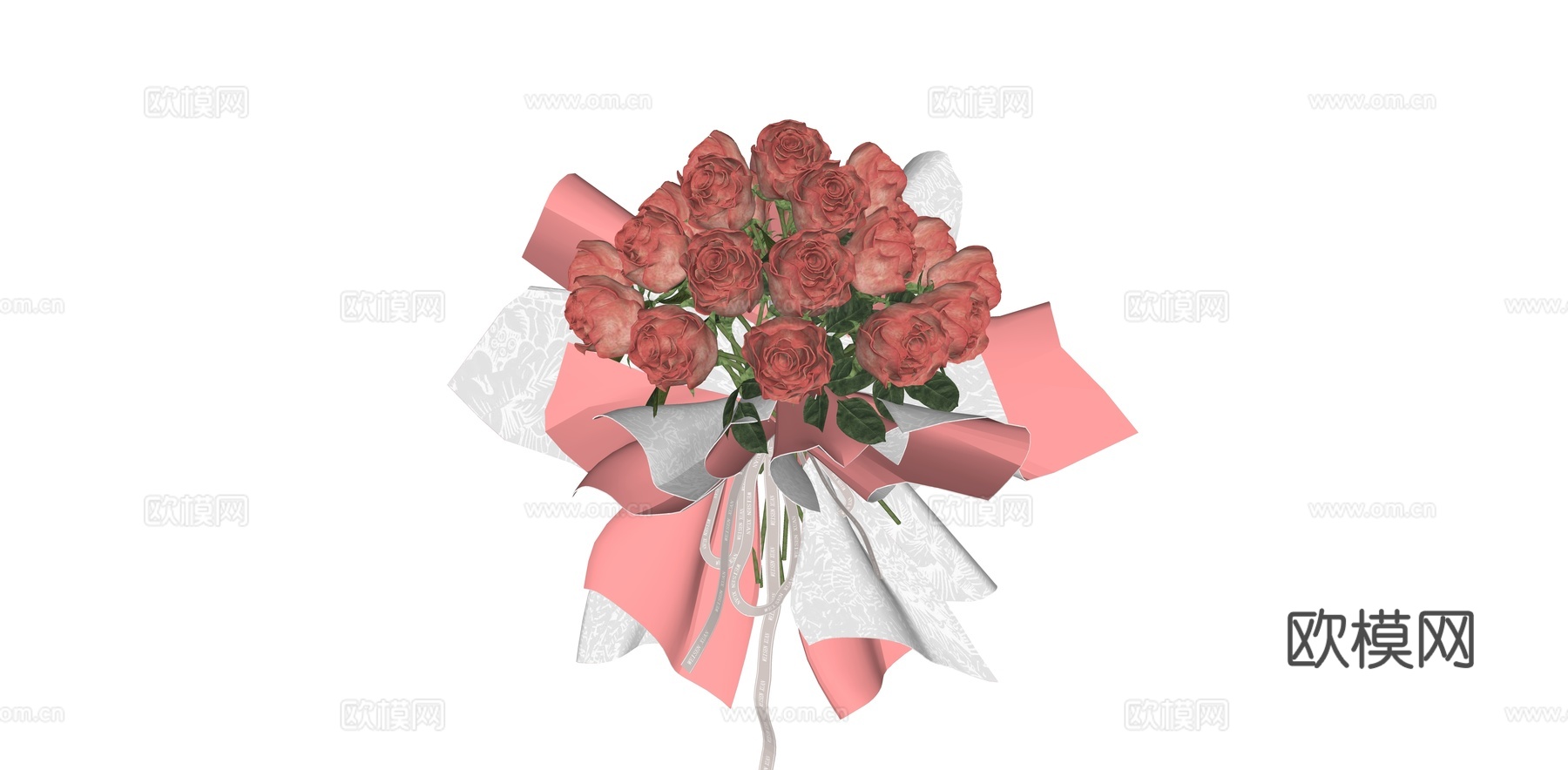 现代玫瑰花束 节日花束 花艺组合 鲜花摆件 玫瑰手捧花su模型