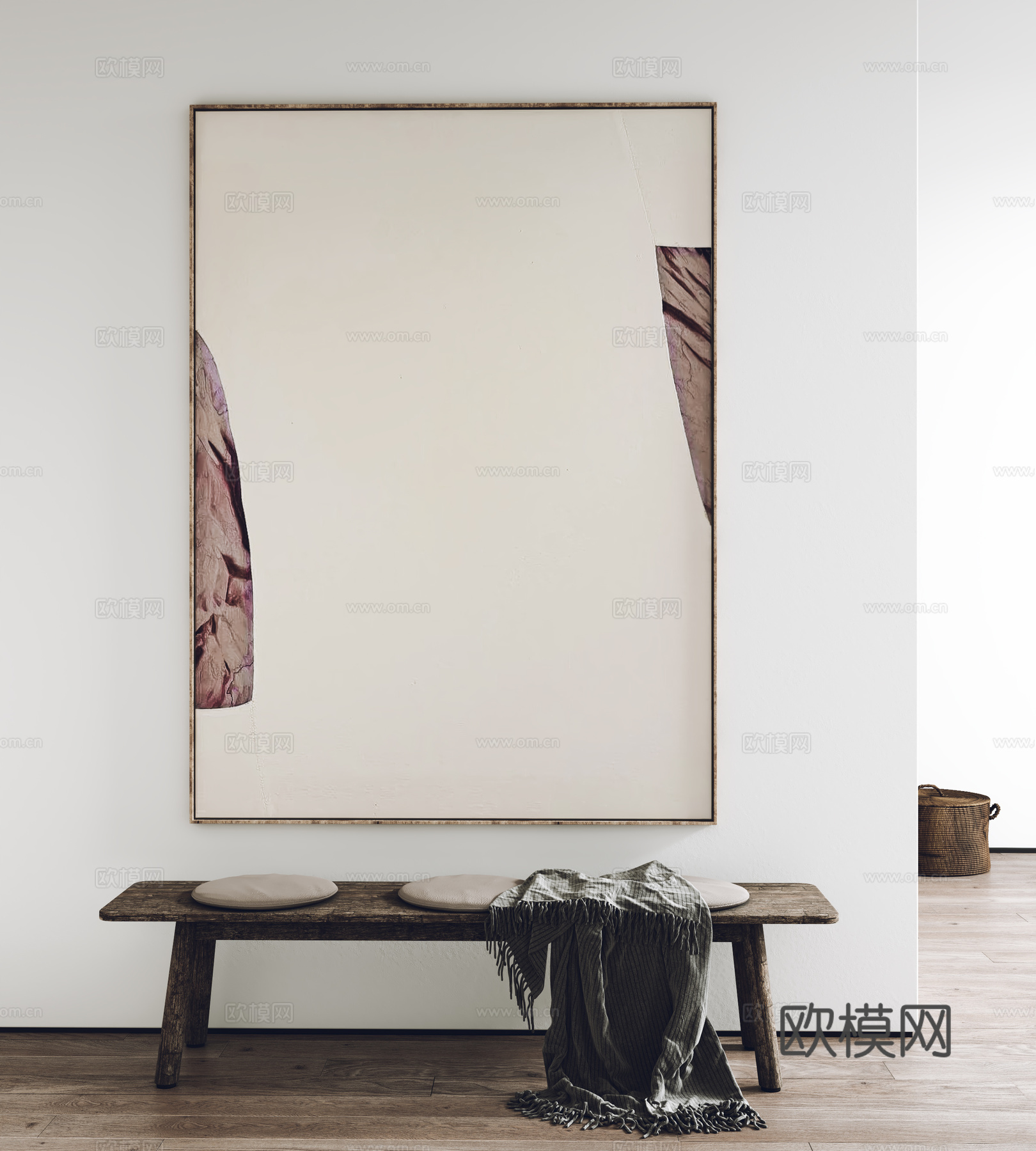 现代挂画 装饰画 客厅挂画 玄关挂画 凳子3d模型