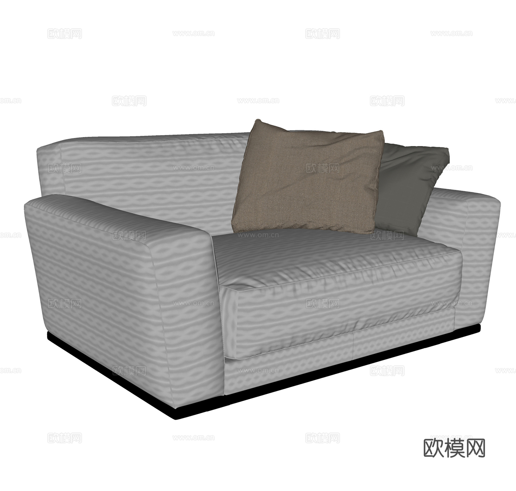 现代单人沙发  皮革沙发  沙发抱枕su模型