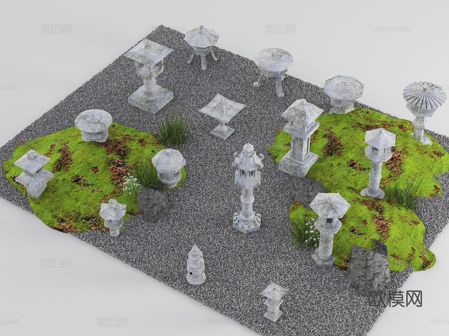 中式石灯笼 玉钟 景观灯 日式庭院灯 草地灯 中式庭院景观3d模型