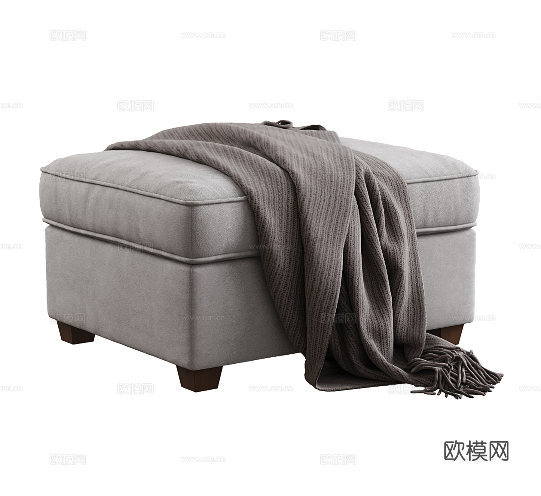 现代沙发凳 床尾凳 布艺方凳su模型