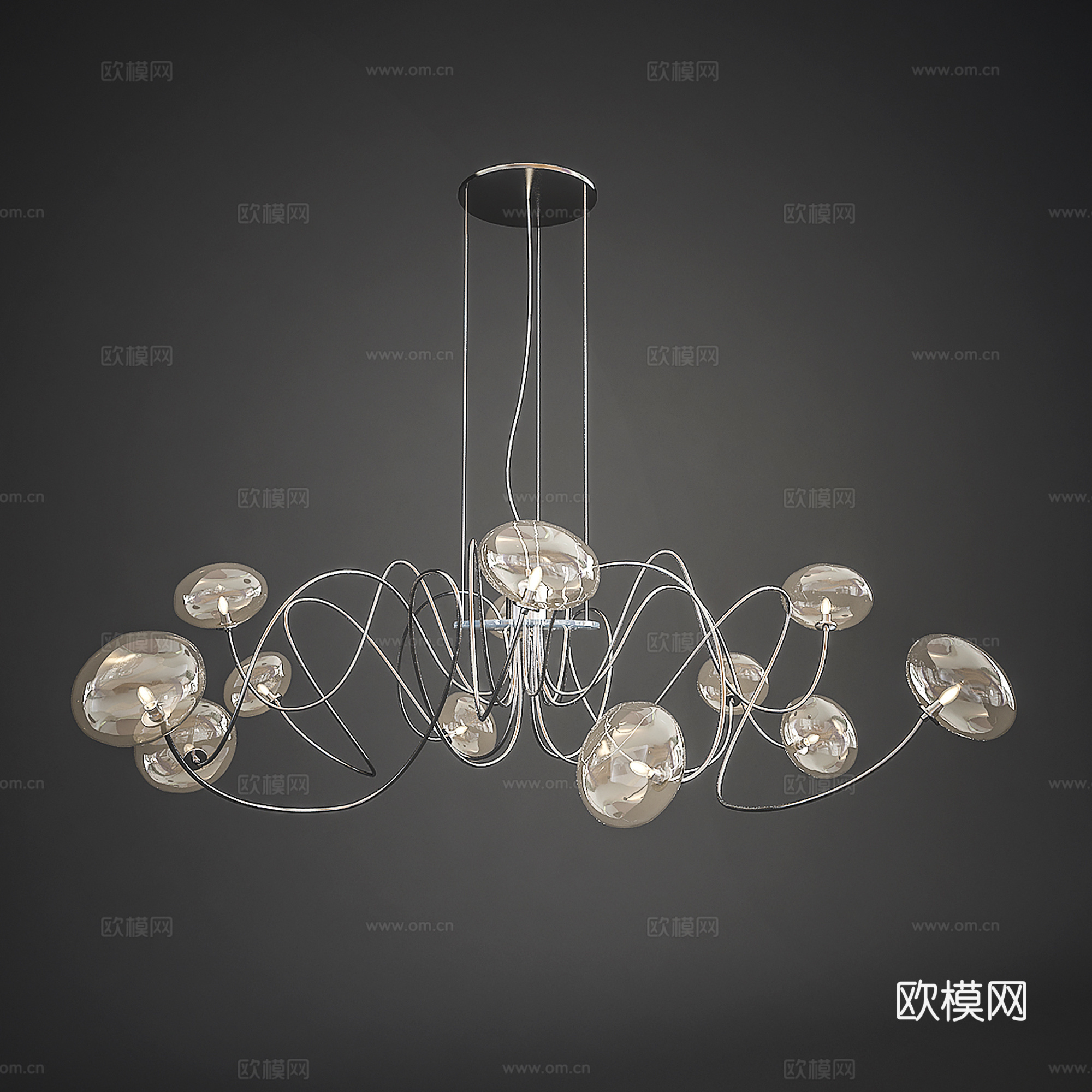 现代吊灯 玻璃吊灯  创意小吊灯组合su模型