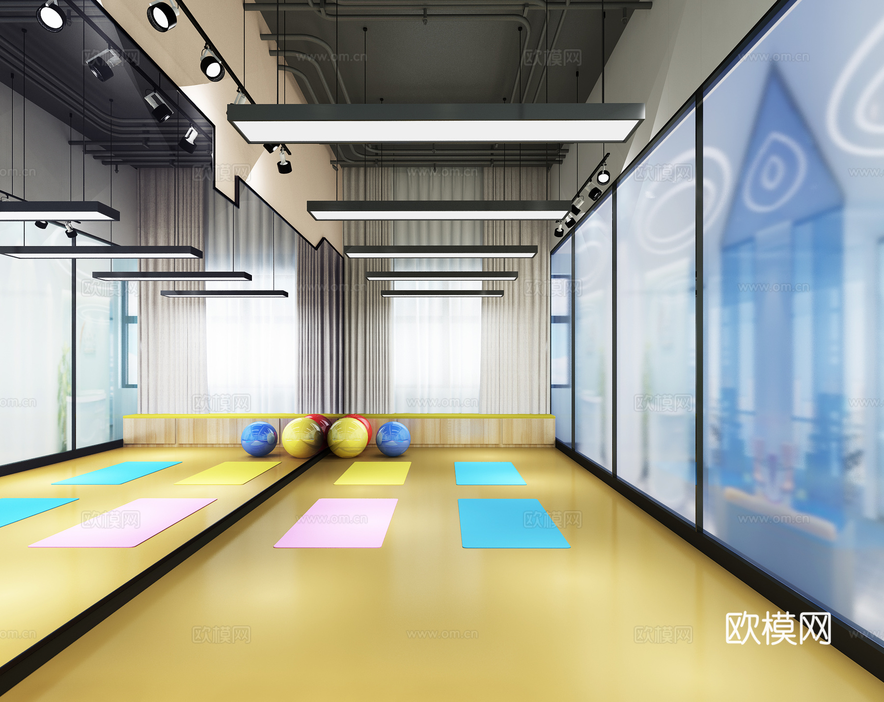 工业风 舞蹈室3d模型