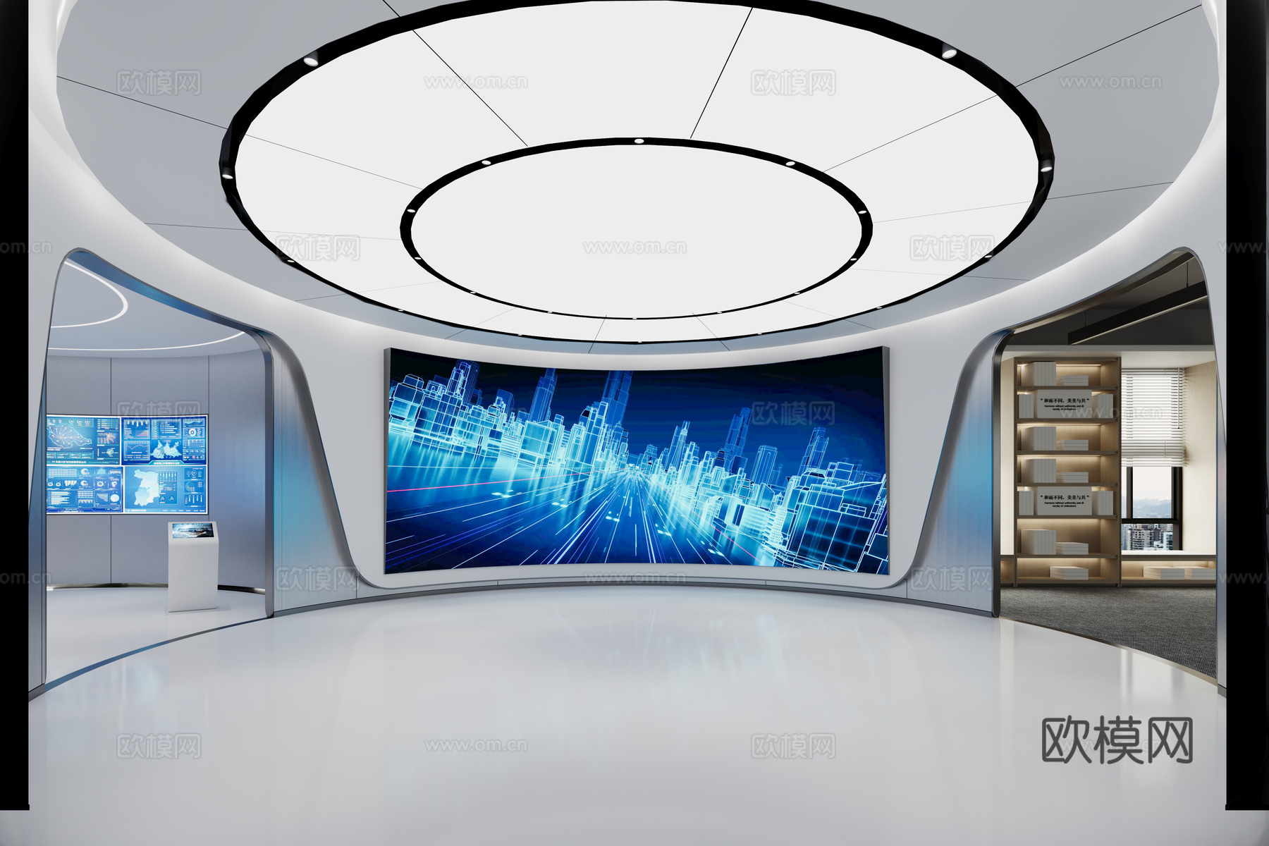 展厅 服装 圆弧 异形 大厅3d模型