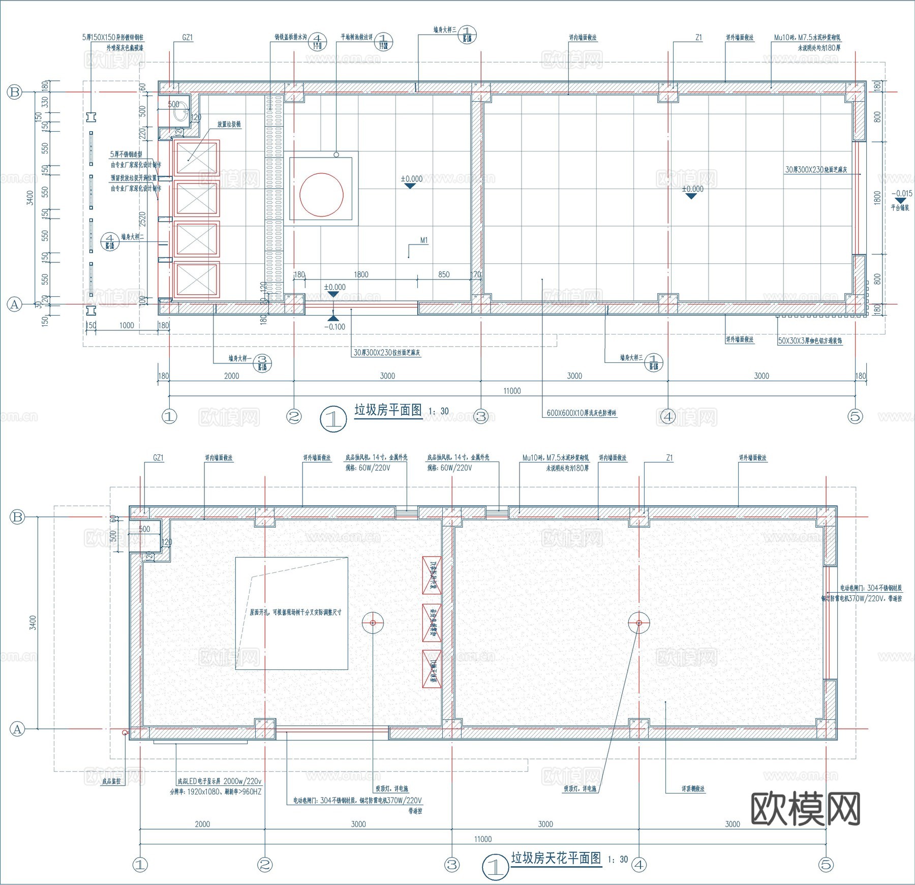 小区垃圾房详图cad施工图
