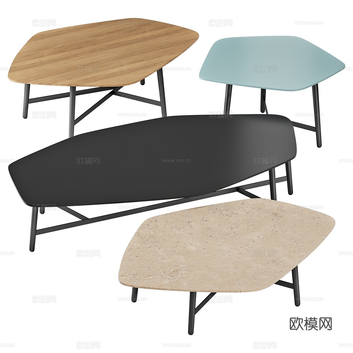 罗奇·博布瓦 Quintet 鸡尾酒桌3d模型