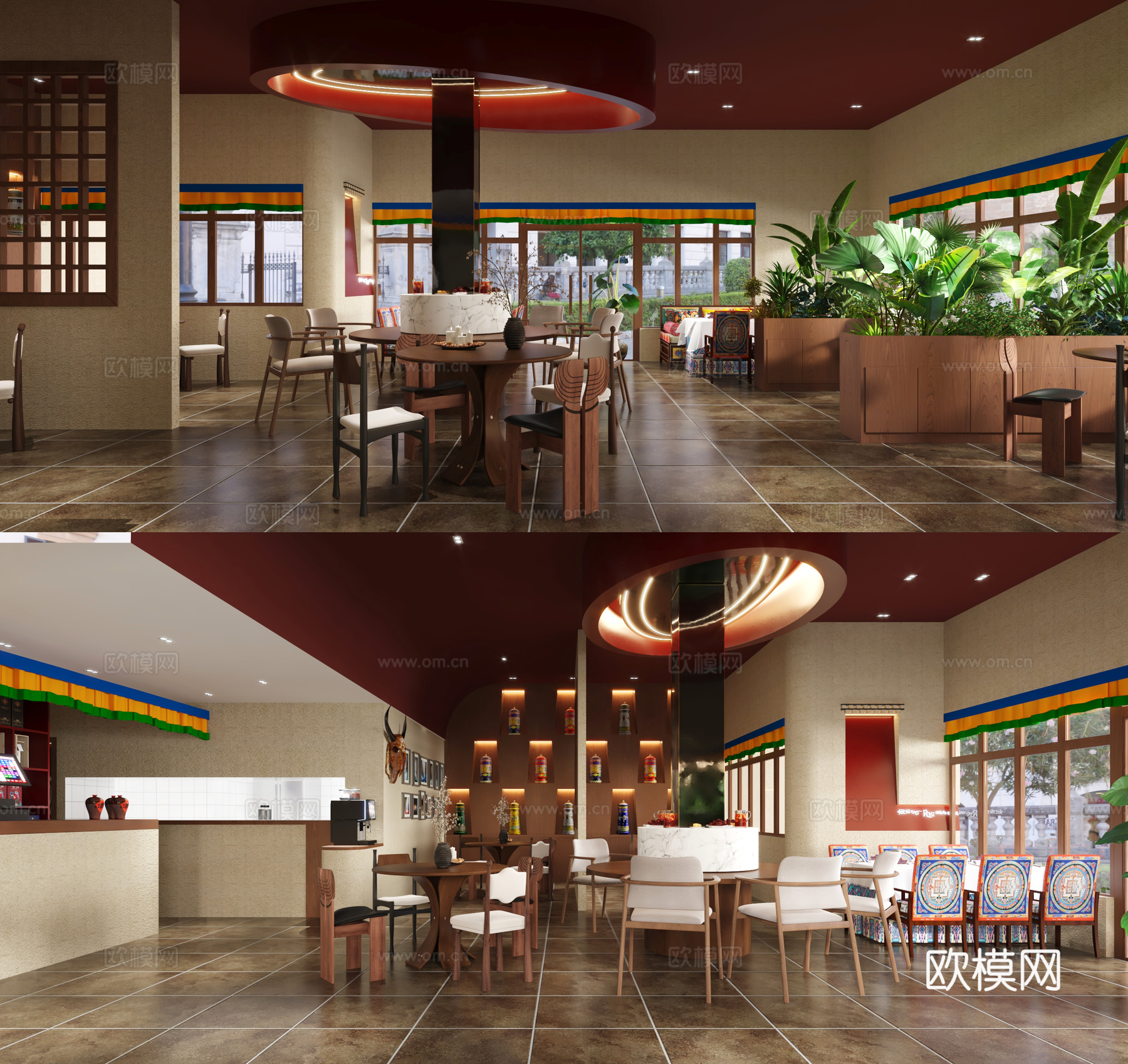 藏式风格面馆 餐馆 火锅店3d模型