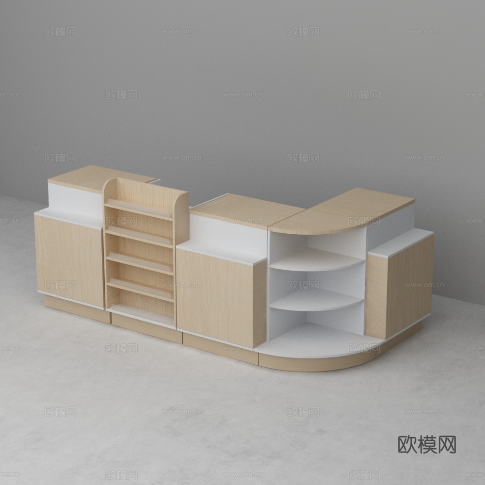 超市便利店木质收银台3d模型