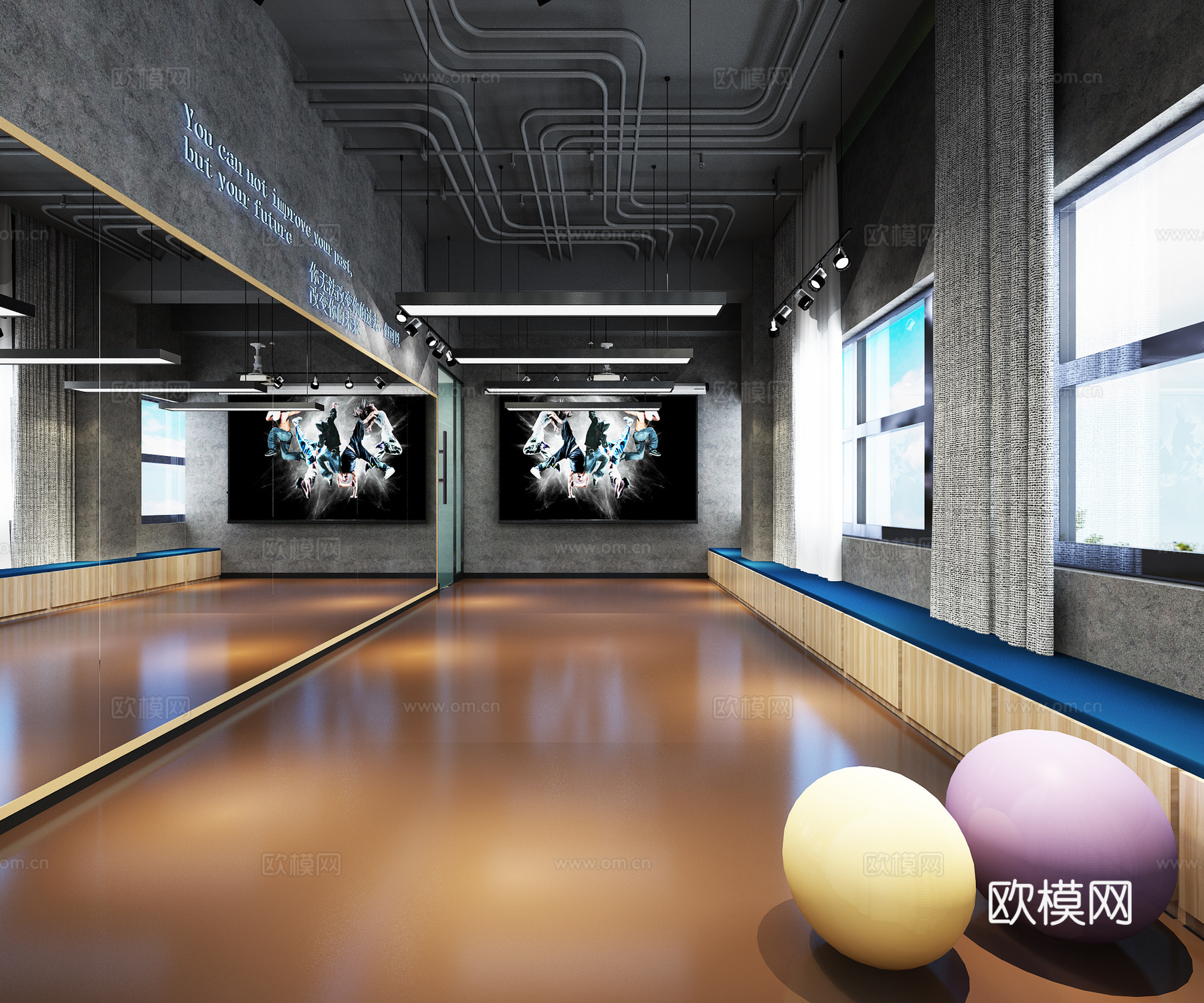 工业风 舞蹈室3d模型