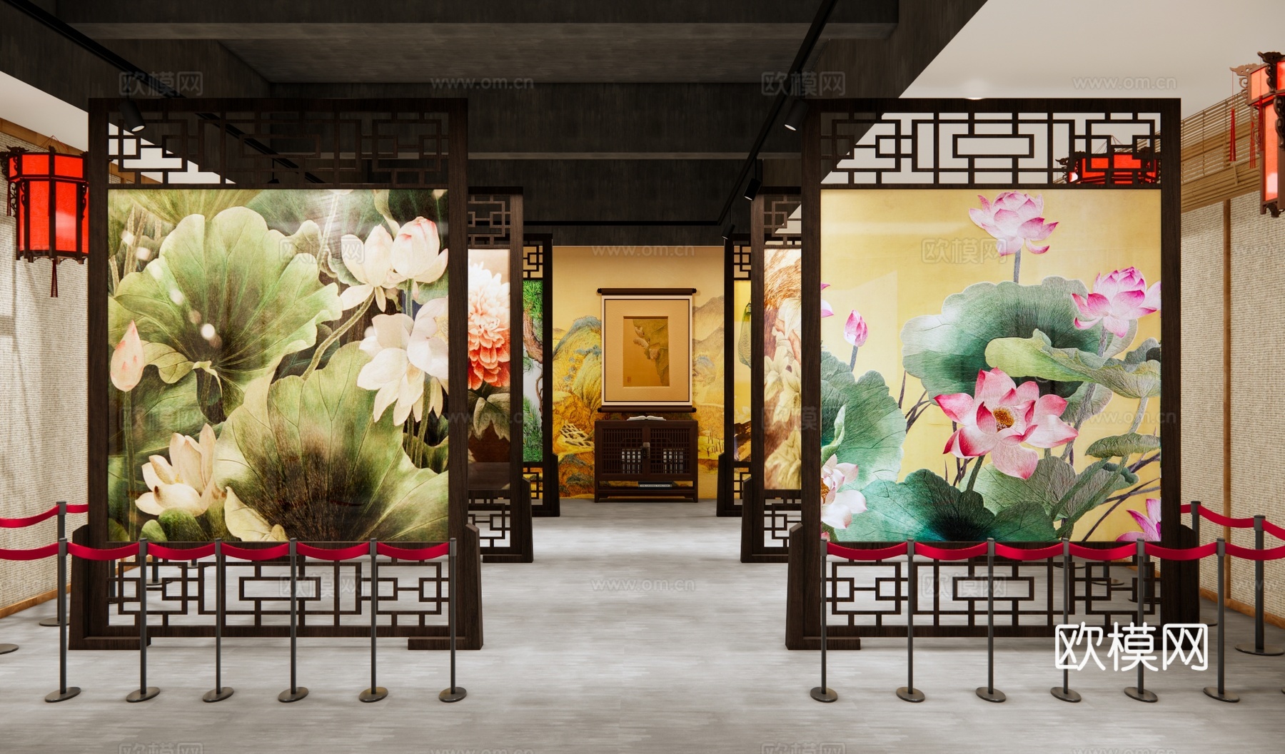 传统苏绣博物馆 刺绣展览展示 中式传统工艺展览 刺绣文化体验su模型