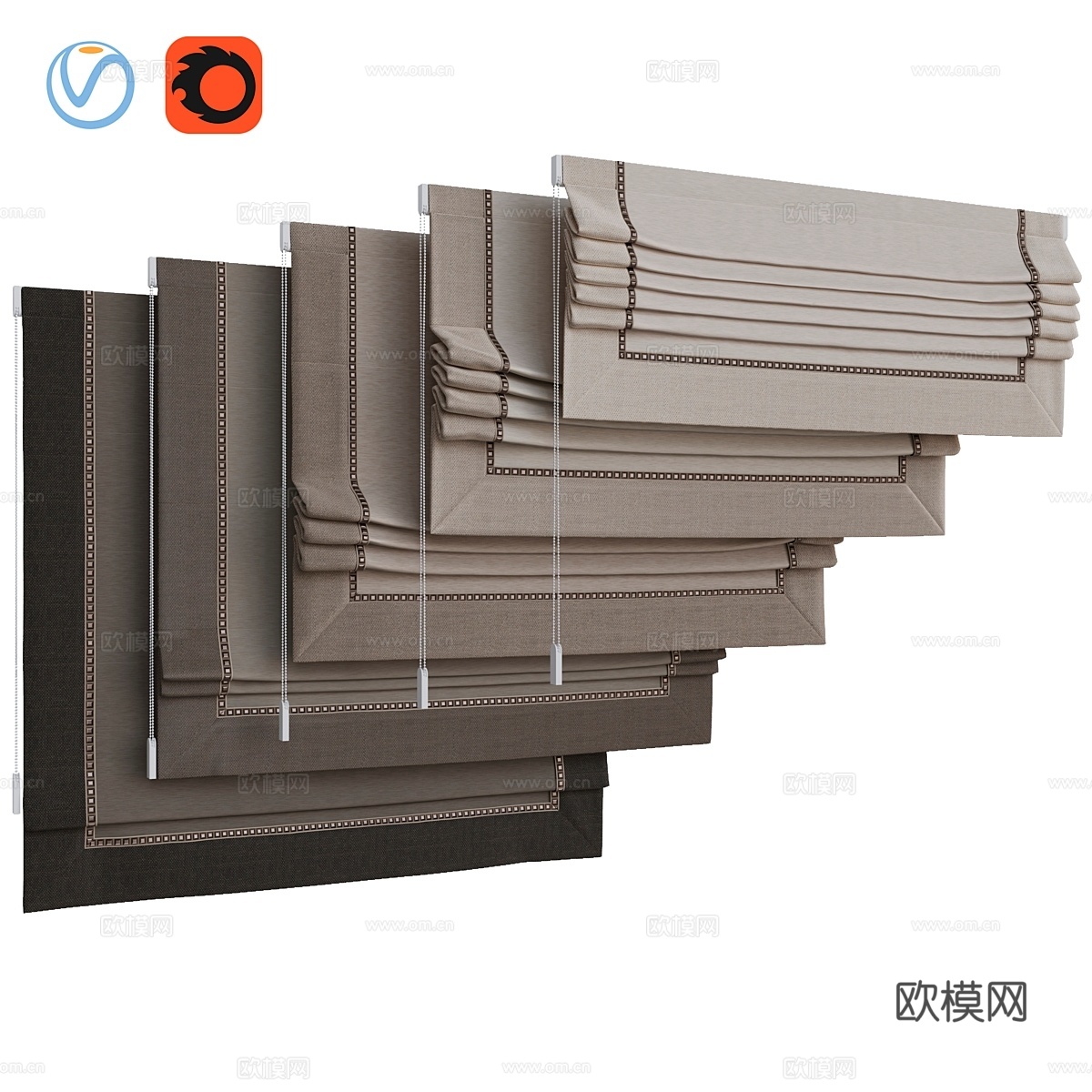 罗马百叶窗套装 173d模型
