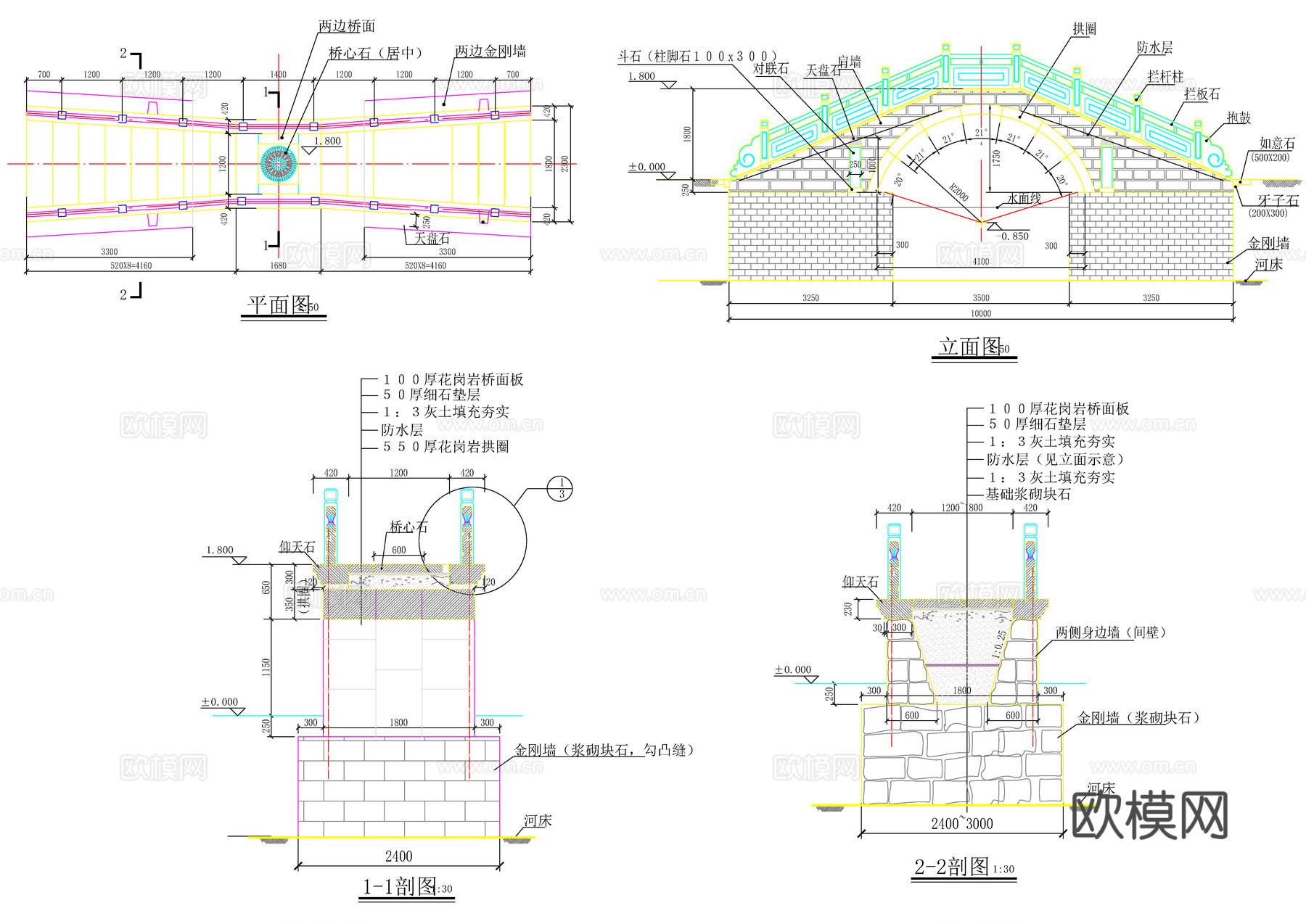 石拱桥单孔cad施工图