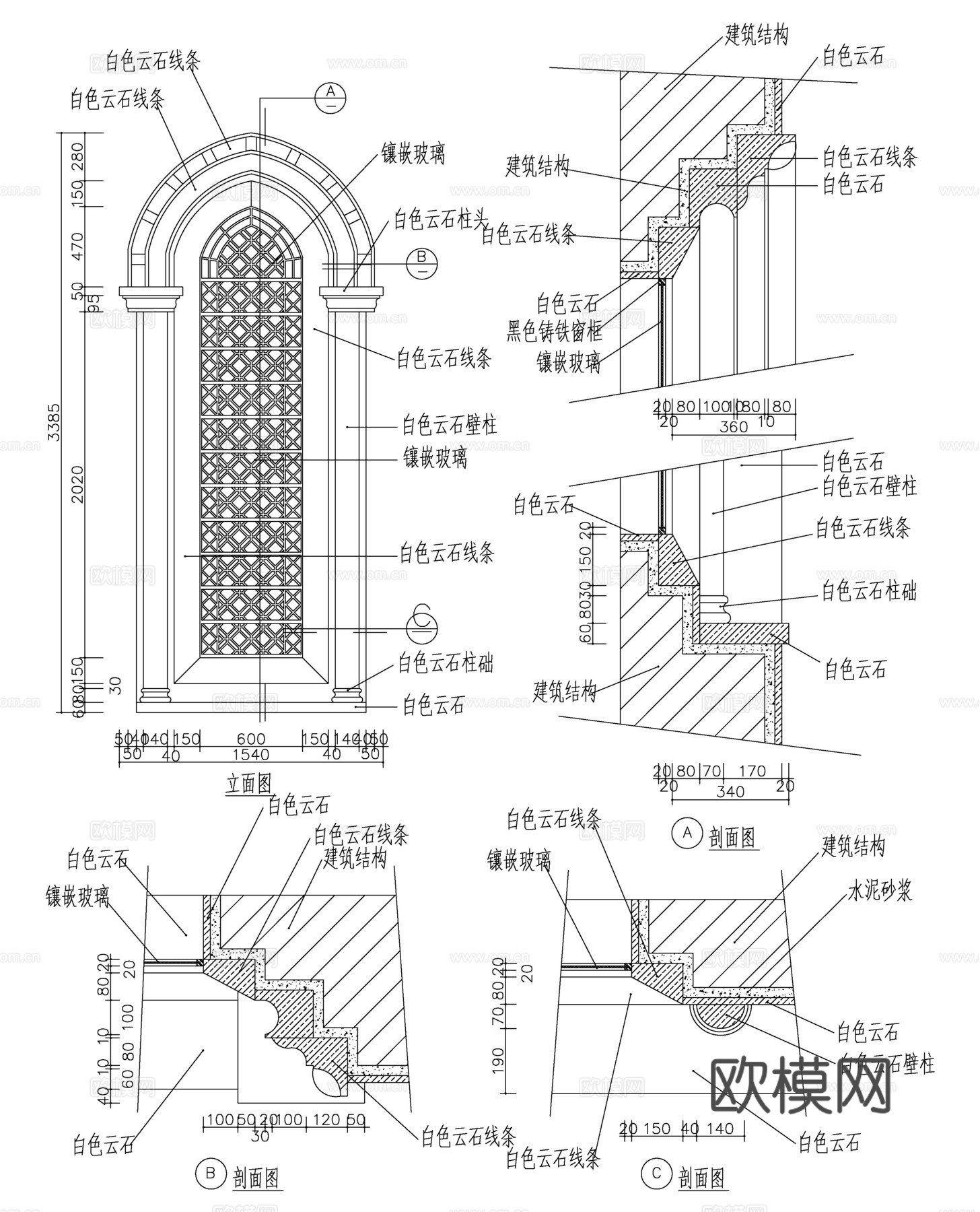 欧式窗户大样cad施工图